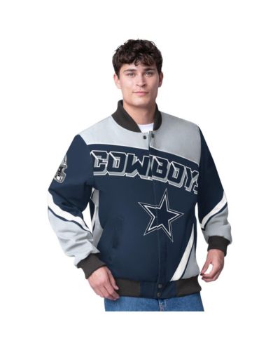 G-III Sports by Carl Banks Men's Navy/Gray Dallas Cowboys Maximum Racing Full-Snap Jacket