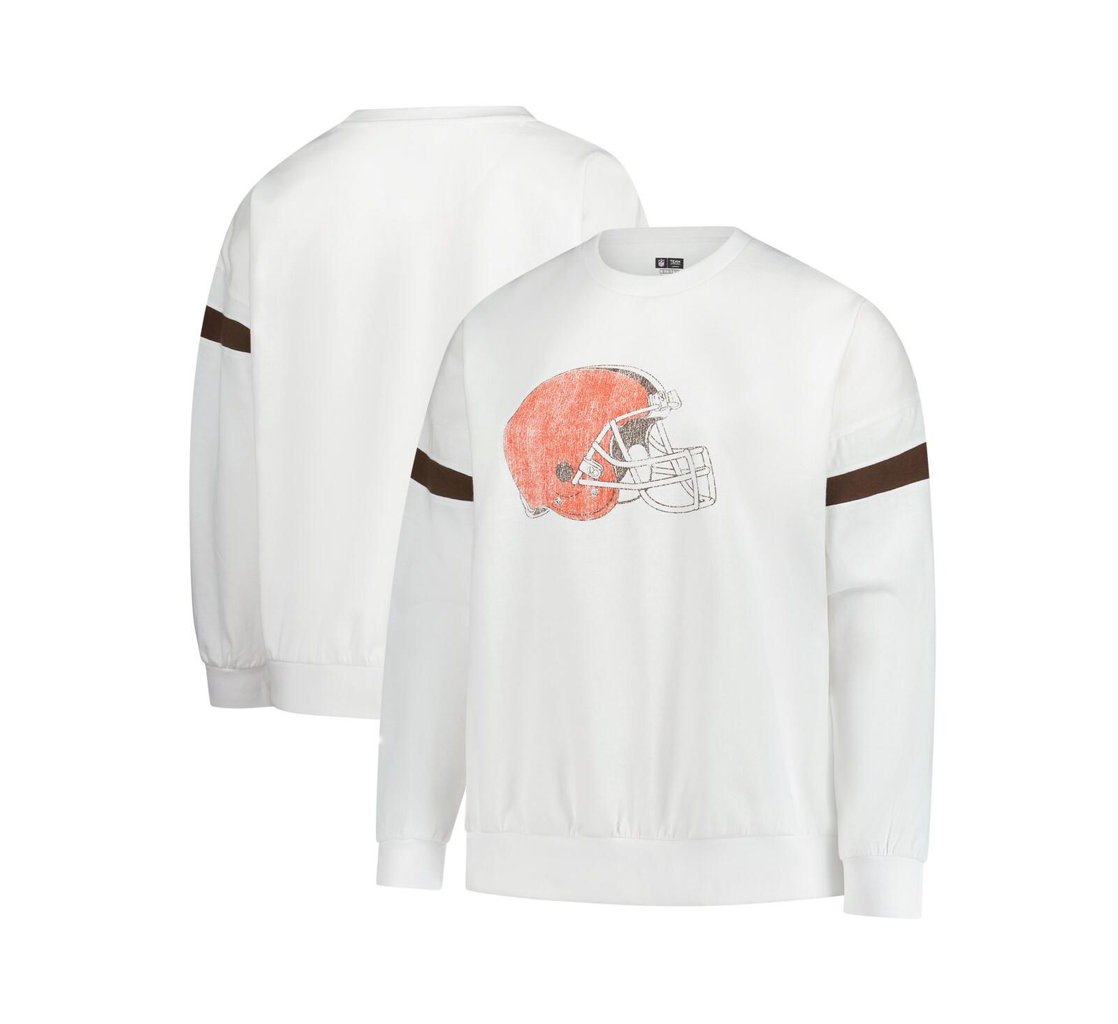 Свитшот Fanatics Women's White Cleveland Browns Plus Size Fleece Pullover