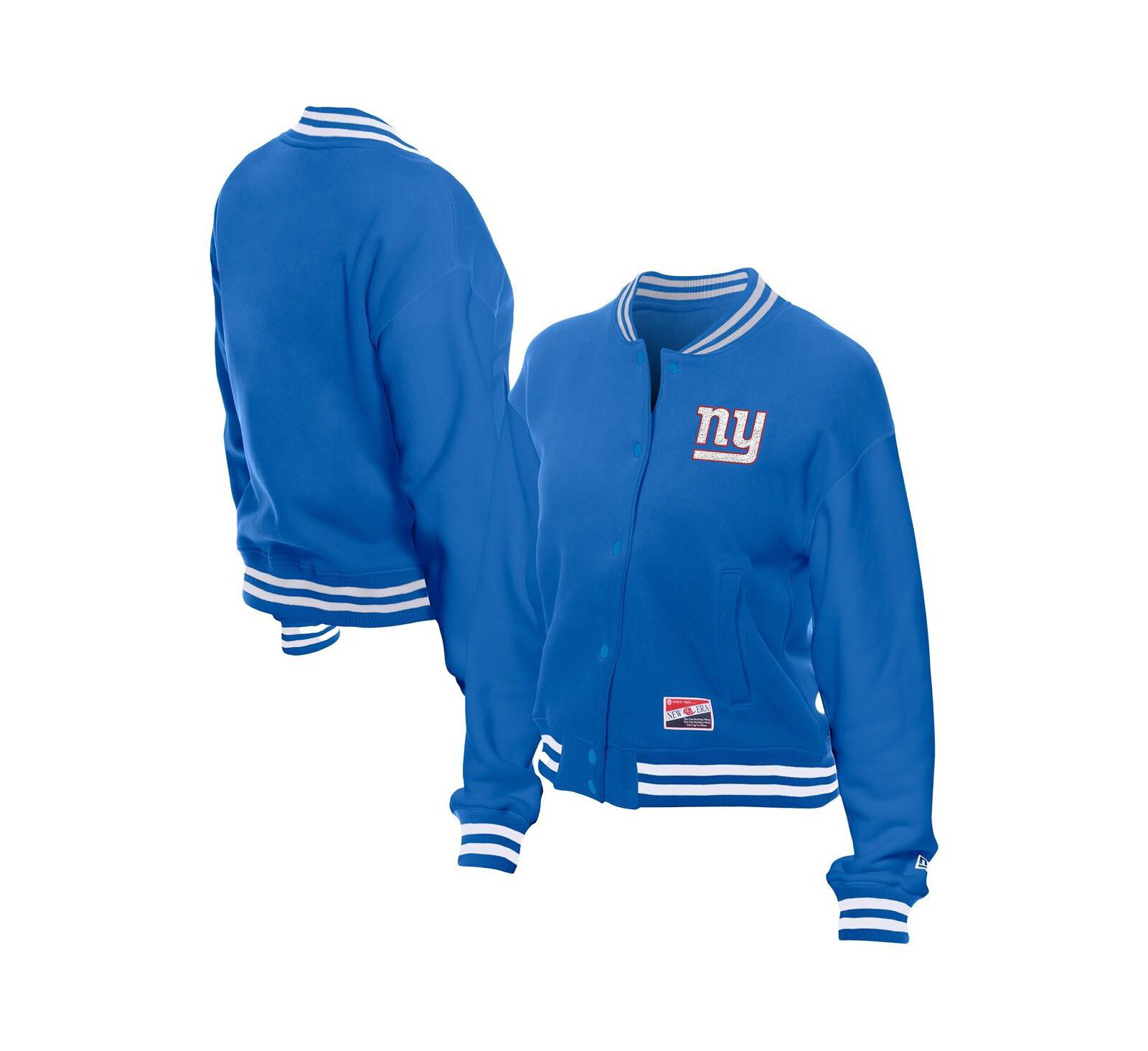 Женская флисовая куртка New Era Women's Royal New York Giants Throwback Full-Snap Jacket с полной застёжкой