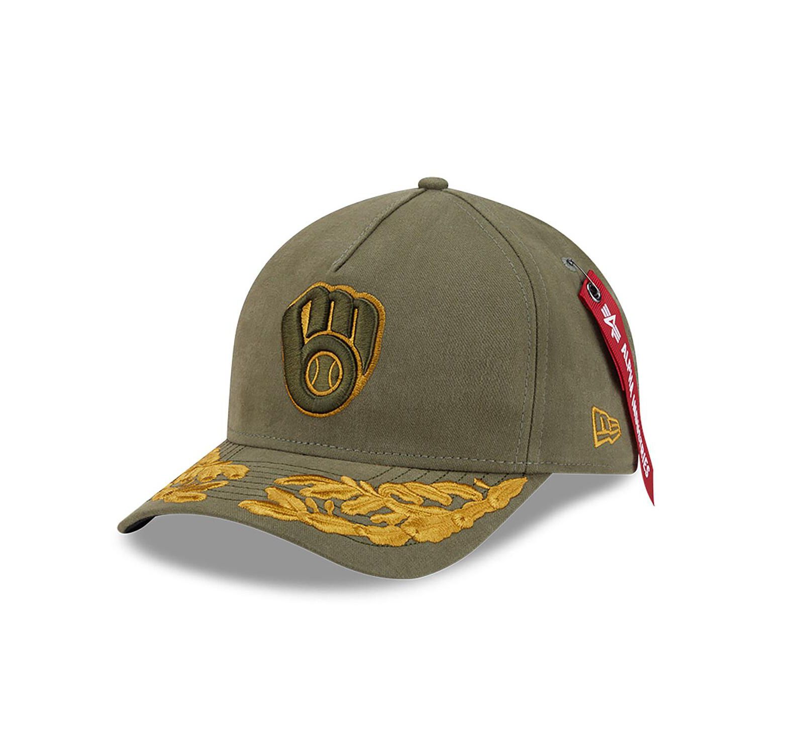 Мужская кепка New Era Milwaukee Brewers A-Frame 9FORTY регулируемая, оливковая