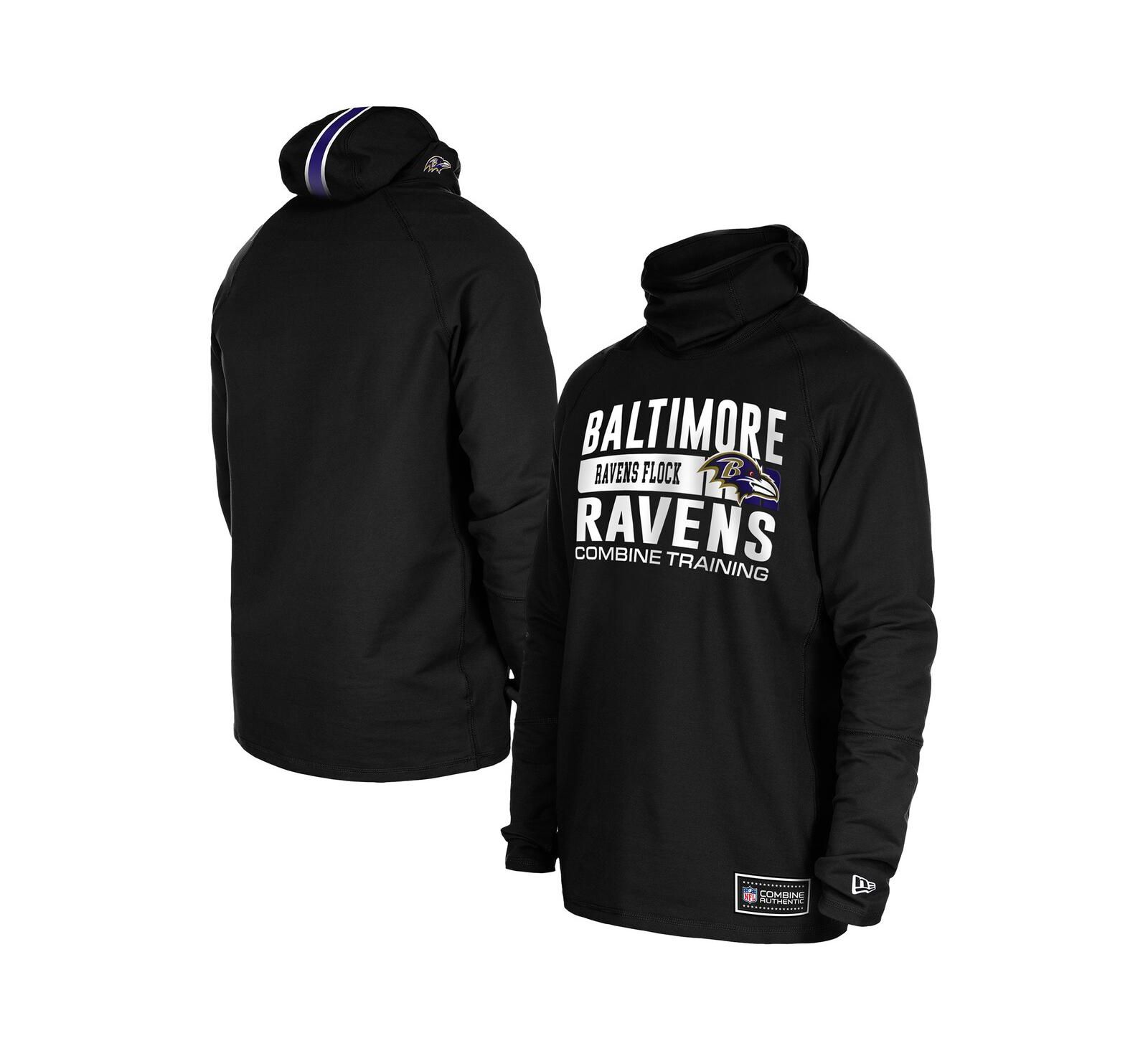 Мужское худи New Era Black Baltimore Ravens Functional Fandom Balaclava Helmet Stripe Tri-Blend