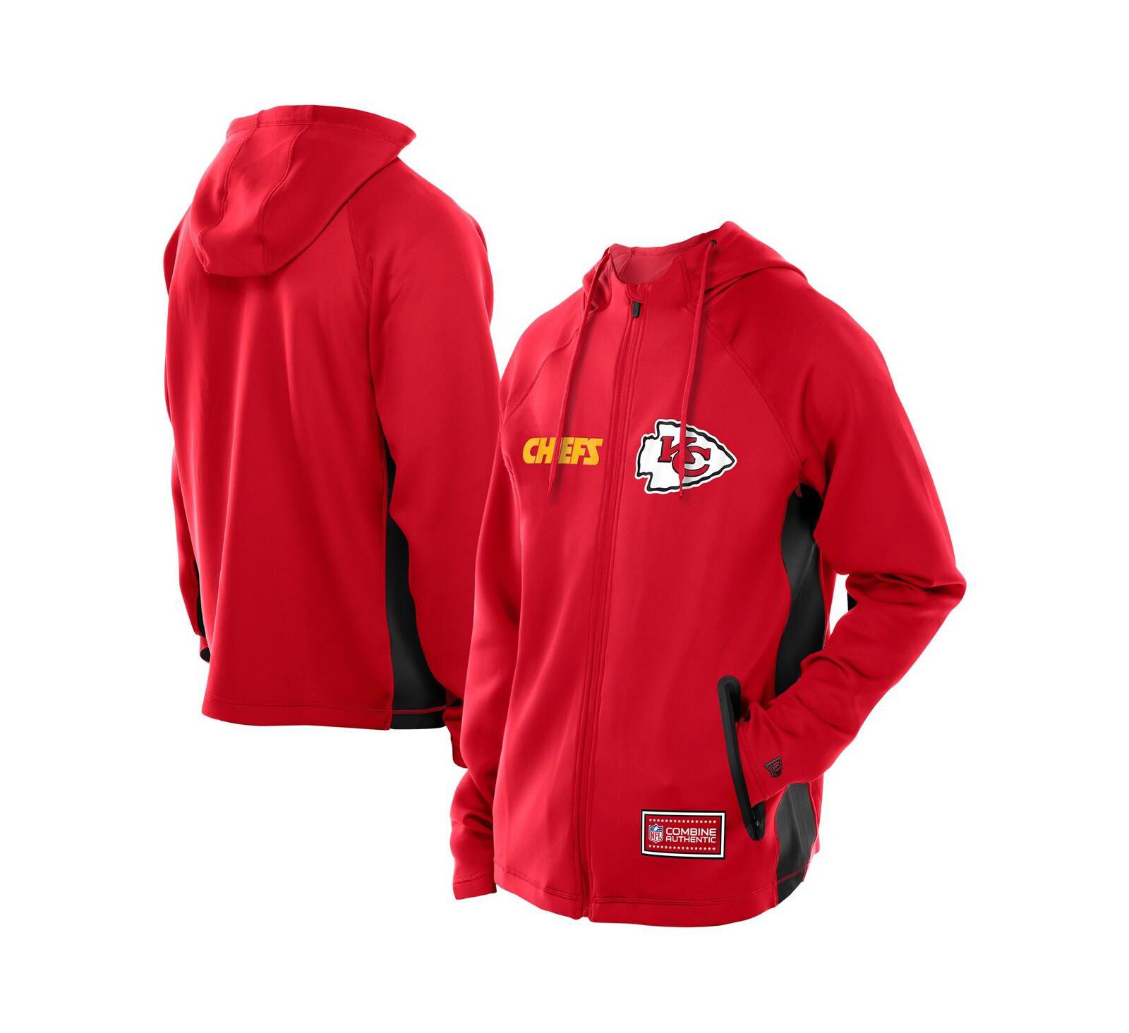 Мужское худи New Era Red Kansas City Chiefs Combine Authentic Raglan Scuba Full-Zip