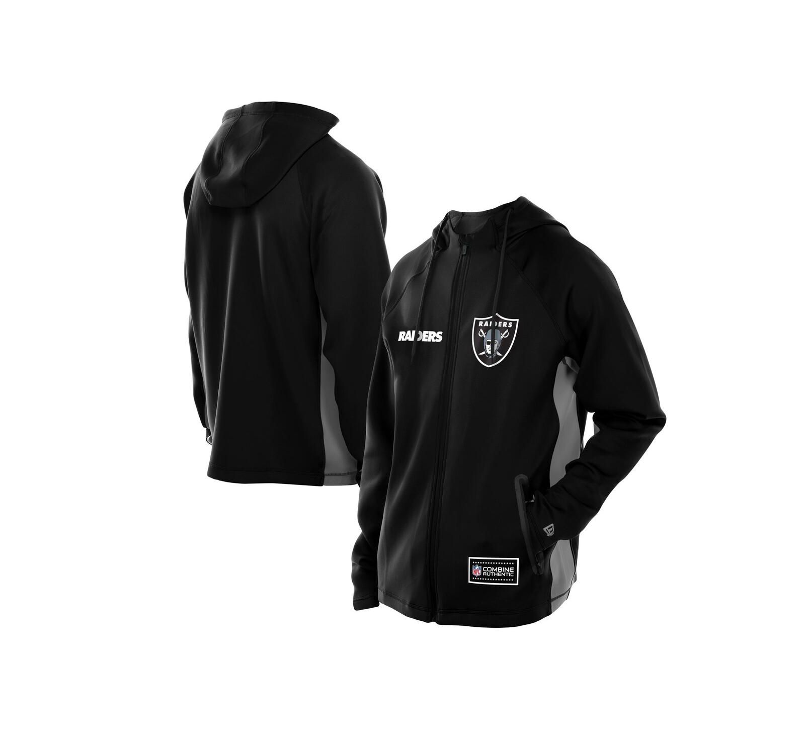 New Era Men's Black Las Vegas Raiders Combine Authentic Raglan Scuba Full-Zip Hoodie