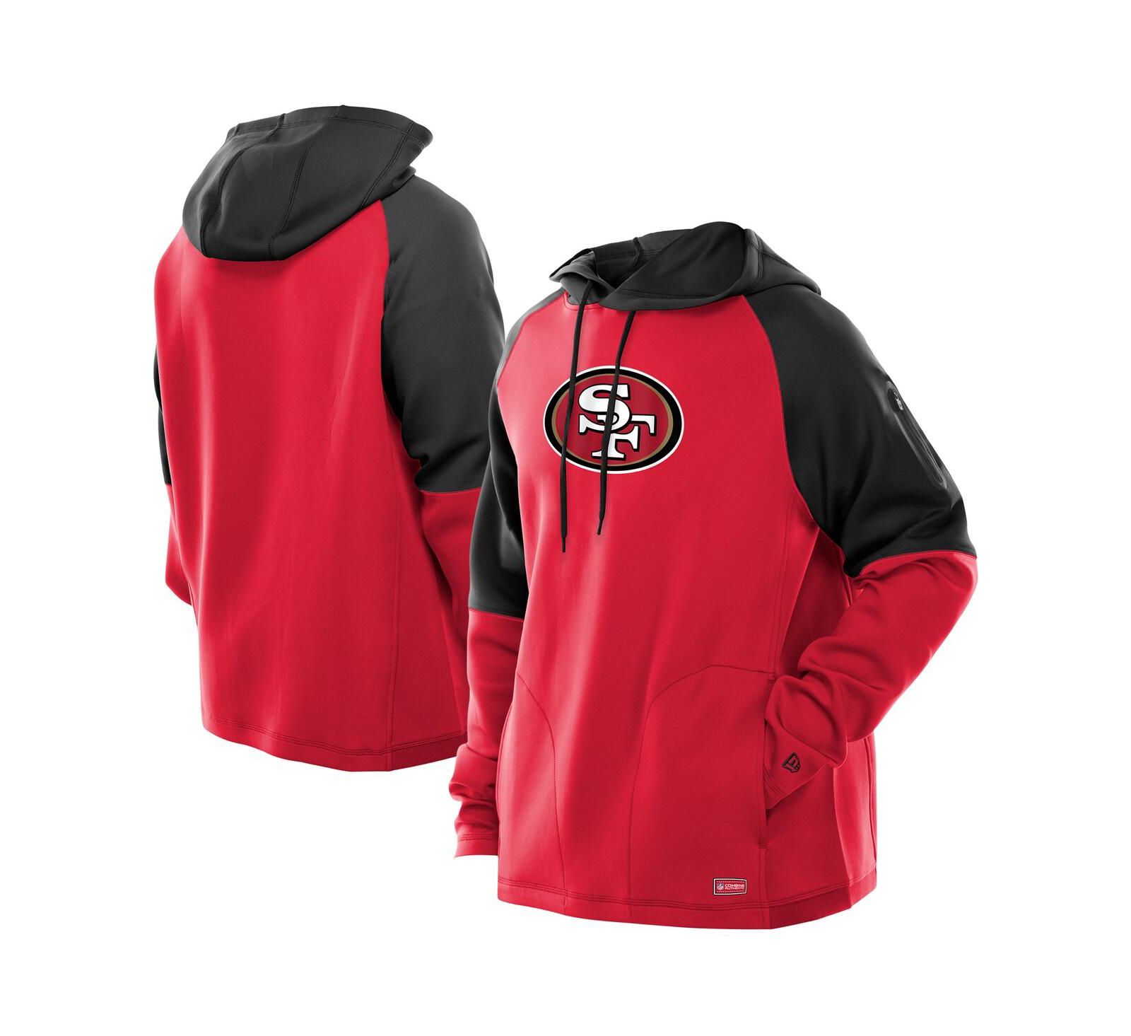 Мужское худи New Era Scarlet San Francisco 49ers Combine Authentic Color Block Raglan Pullover