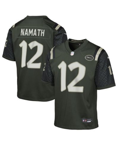 Детская игровая джерси Nike Big Boys and Girls Joe Namath Gotham Green New York Jets 2025 Rivalries Collection