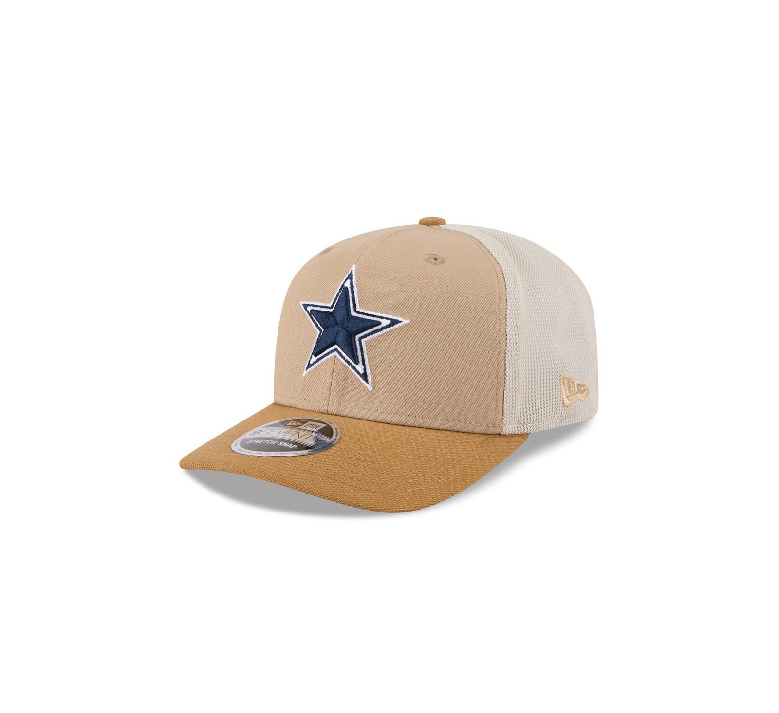 New Era Men's Light Beige Dallas Cowboys Two-Tone Trucker 9SEVENTY Adjustable Hat