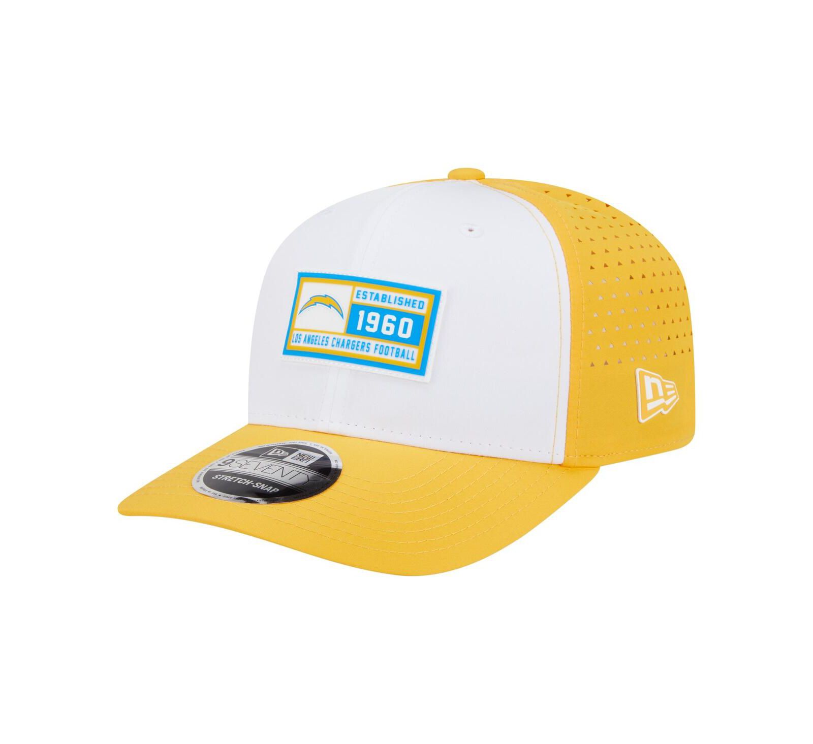 New Era Men's White/Yellow Los Angeles Chargers Established Patch 9SEVENTY Adjustable Hat