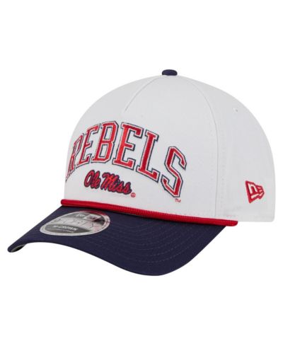 New Era Men's White/Navy Ole Miss Rebels Arch Two-Tone Rope 9FORTY A-Frame M-Crown Adjustable Hat