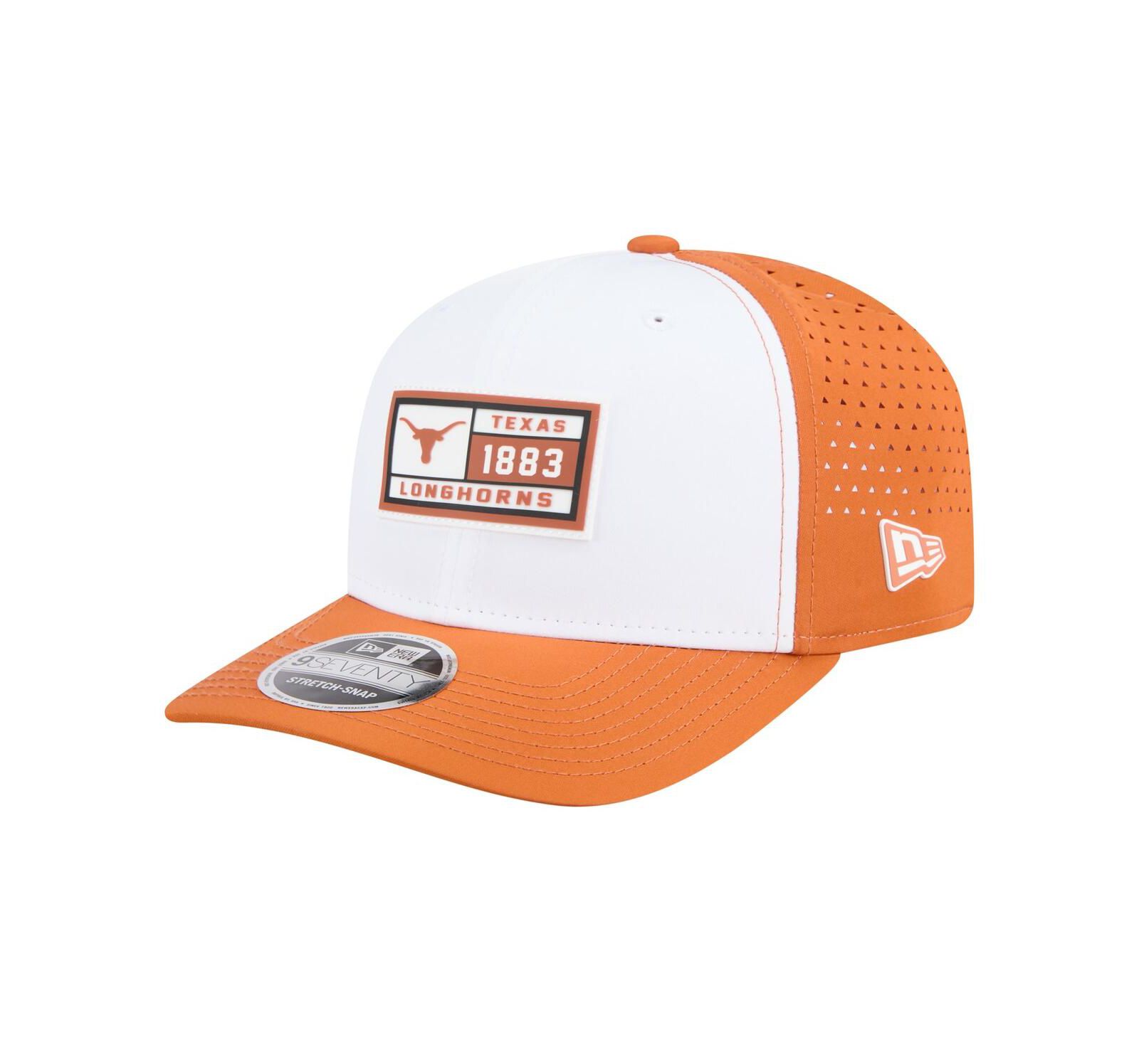 Мужская кепка New Era White/Texas Orange Texas Longhorns Perforated Patched 9SEVENTY Adjustable