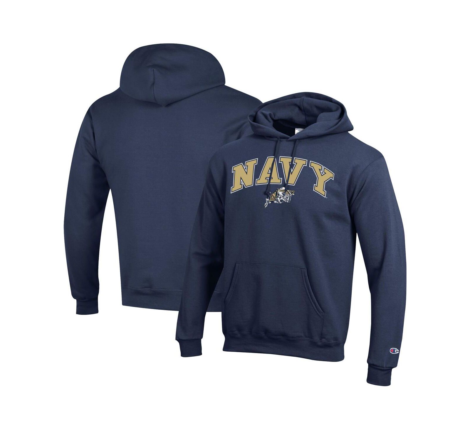 Мужское худи Champion Navy Midshipmen Arched Logo Fleece Pullover