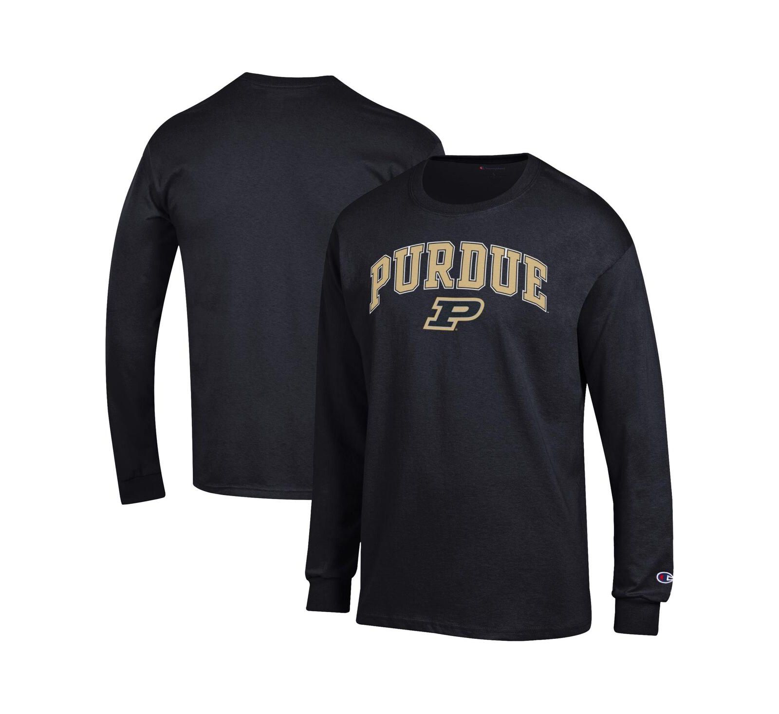 Champion Мужская черная футболка с длинным рукавом Purdue Boilermakers Arch Over Logo