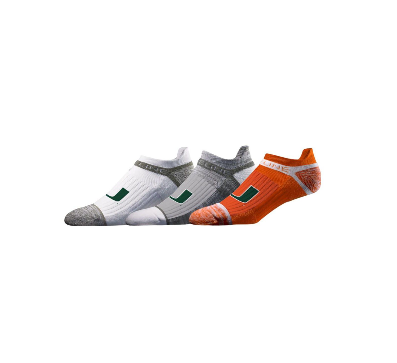 Strideline Men's and Women's 3-Pack Miami Hurricanes Premium Low Ankle Socks Set