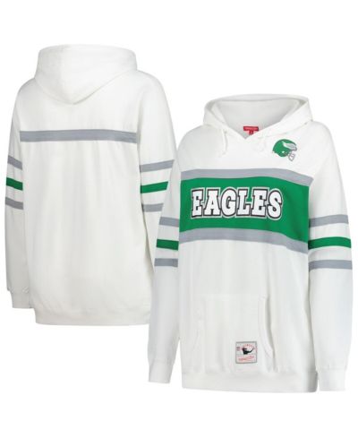 Женское худи Mitchell & Ness White Philadelphia Eagles Plus Size Head Coach Throwback Pullover