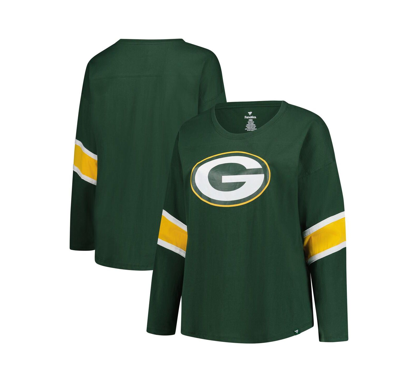 Женская футболка Fanatics Green Bay Packers Plus Size Redzone с коротким рукавом и вырезом лодочкой красного цвета