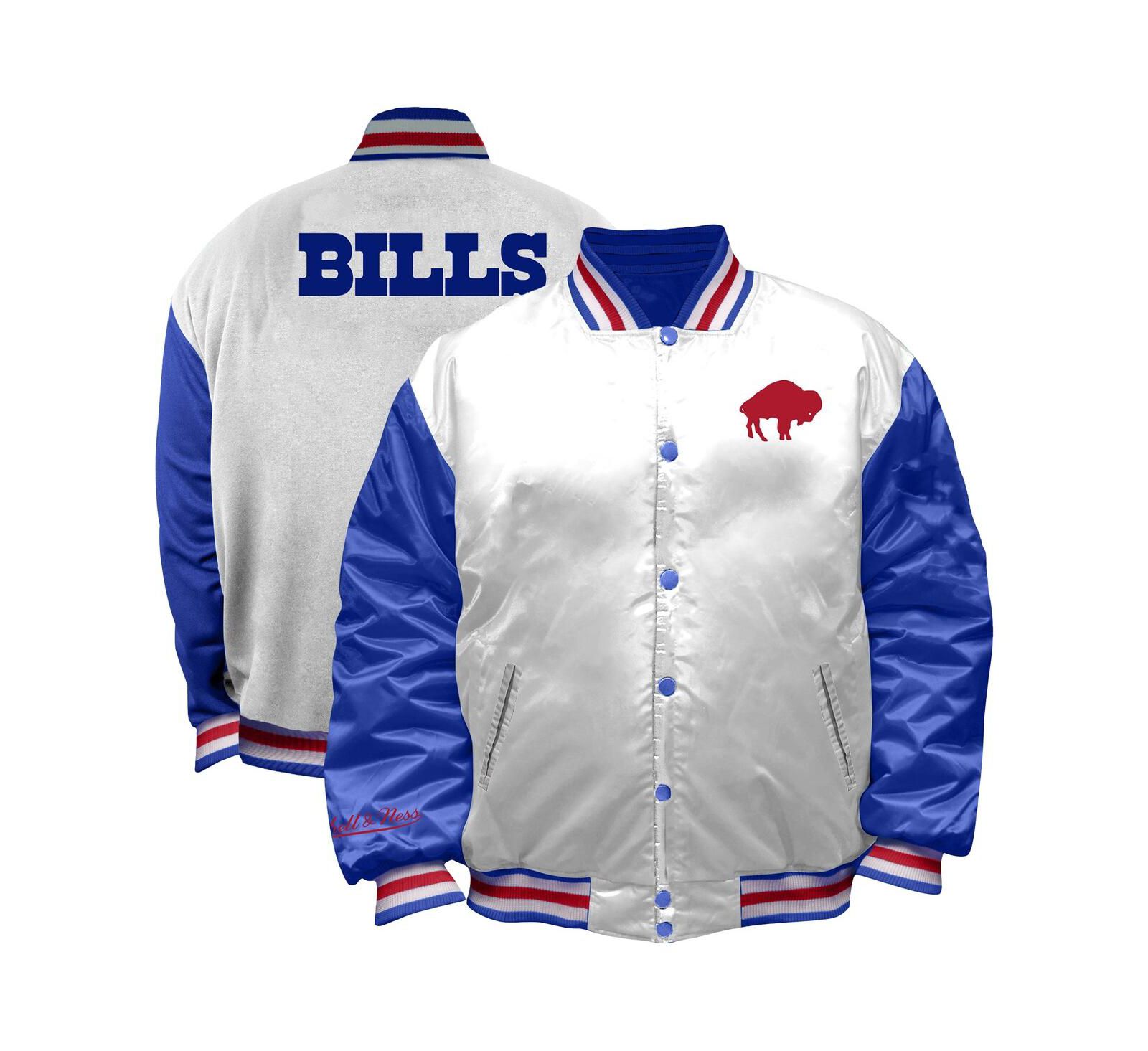 Mitchell & Ness Women's White Buffalo Bills Throwback Plus Size Full-Snap Satin Jacket