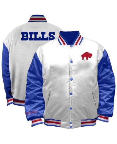 Mitchell & Ness Women's White Buffalo Bills Throwback Plus Size Full-Snap Satin Jacket
