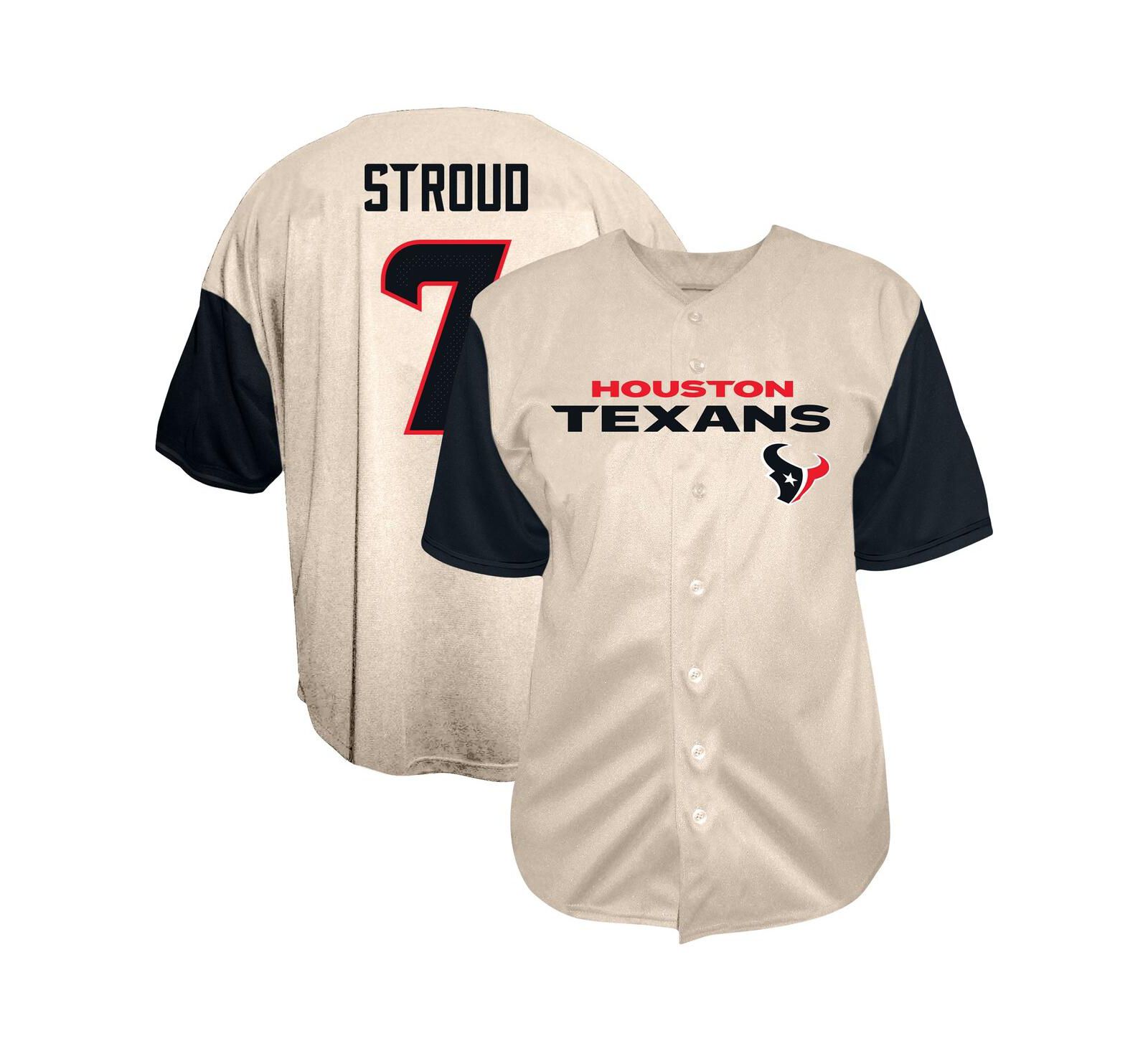 Мужская рубашка Fanatics C.J. Stroud Cream Houston Texans Big & Tall Baseball Button-Up