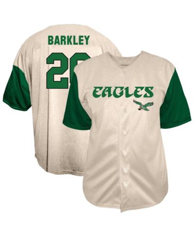 Fanatics Men's Saquon Barkley Cream Philadelphia Eagles Big & Tall Baseball Button-Up Shirt