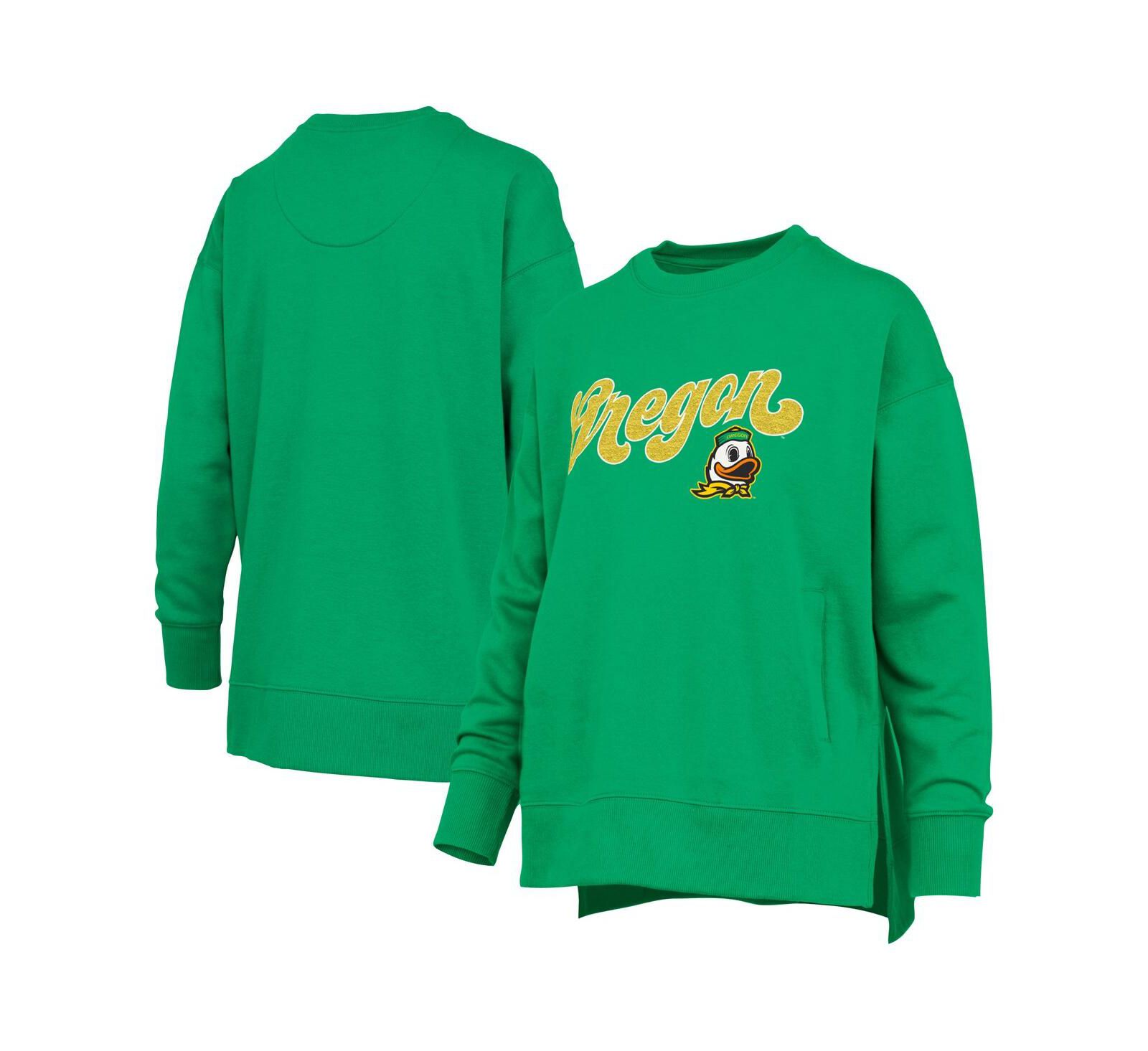 Pressbox Женское свитшот Oregon Ducks Bonanza Chenille Harper Script в цвете Green