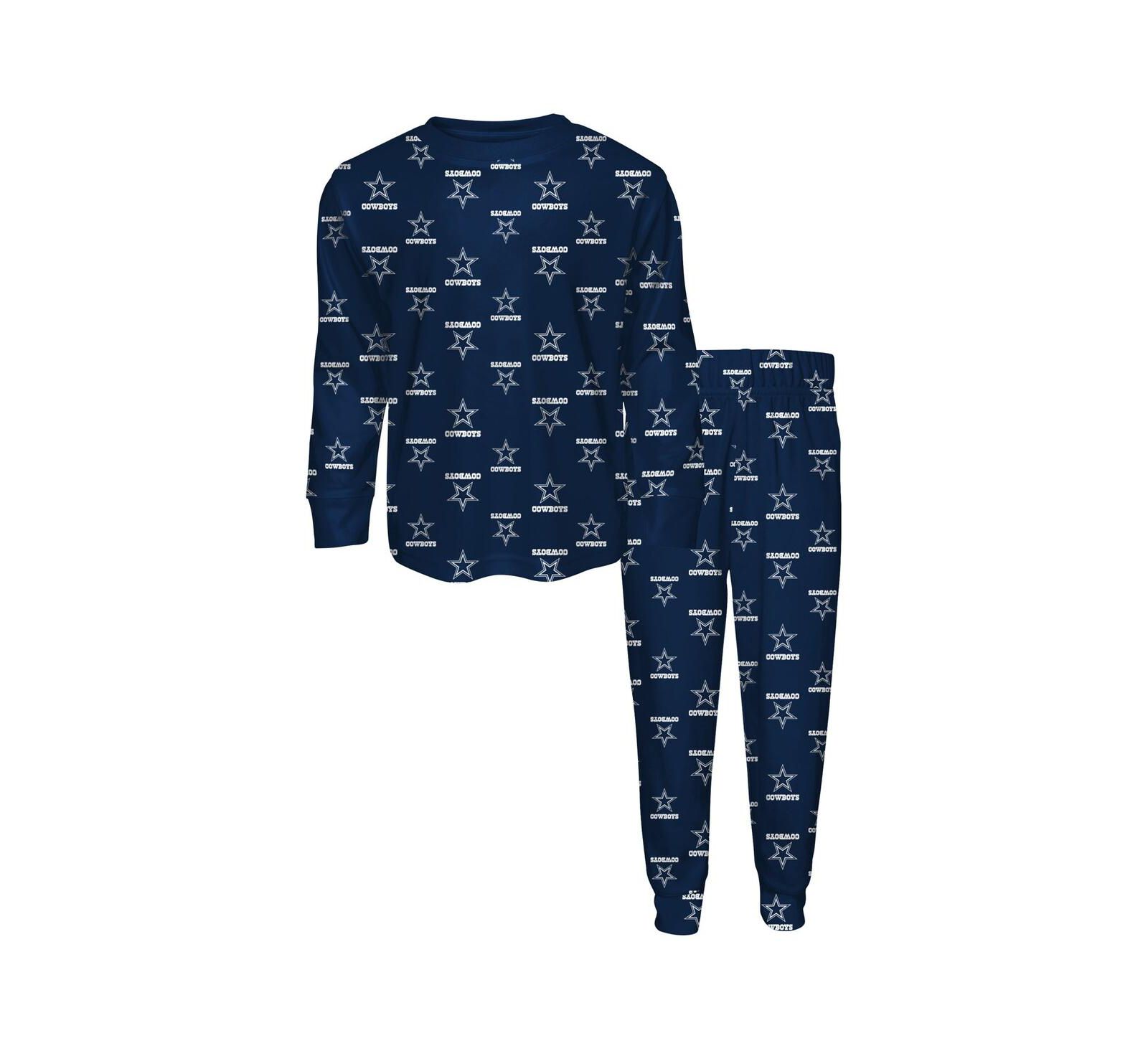 Outerstuff Toddler 2-Piece Navy Dallas Cowboys All-Over-Print Long Sleeve T-Shirt and Pants Sleep Set