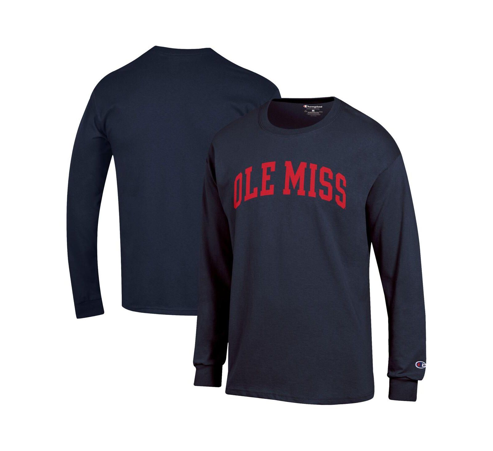 Мужская футболка Champion Men's Navy Ole Miss Rebels Basic Arch Long Sleeve