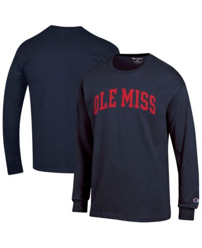 Мужская футболка Champion Men's Navy Ole Miss Rebels Basic Arch Long Sleeve