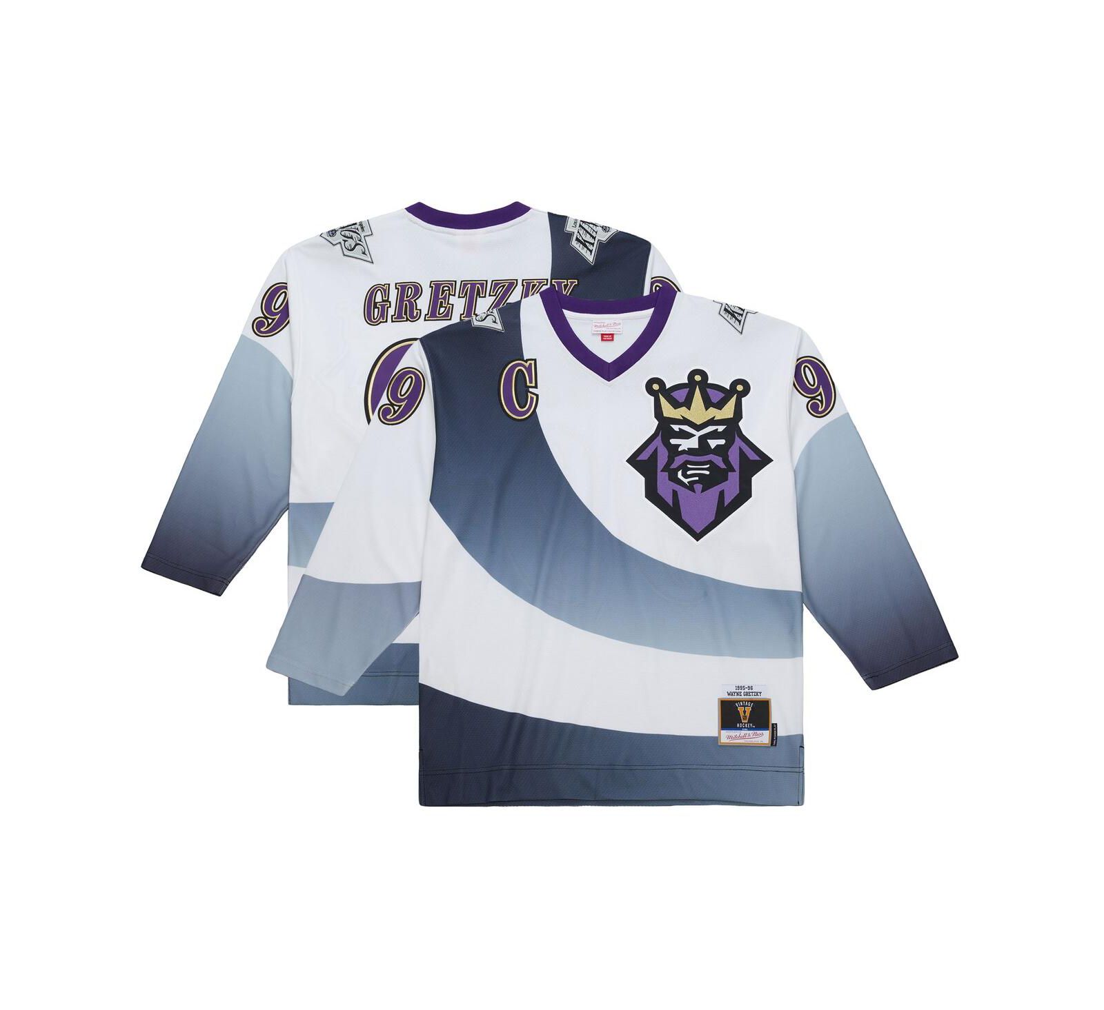 Мужская джерси Mitchell & Ness Wayne Gretzky White Los Angeles Kings Big & Tall 1995-96 Blue Line 2.0