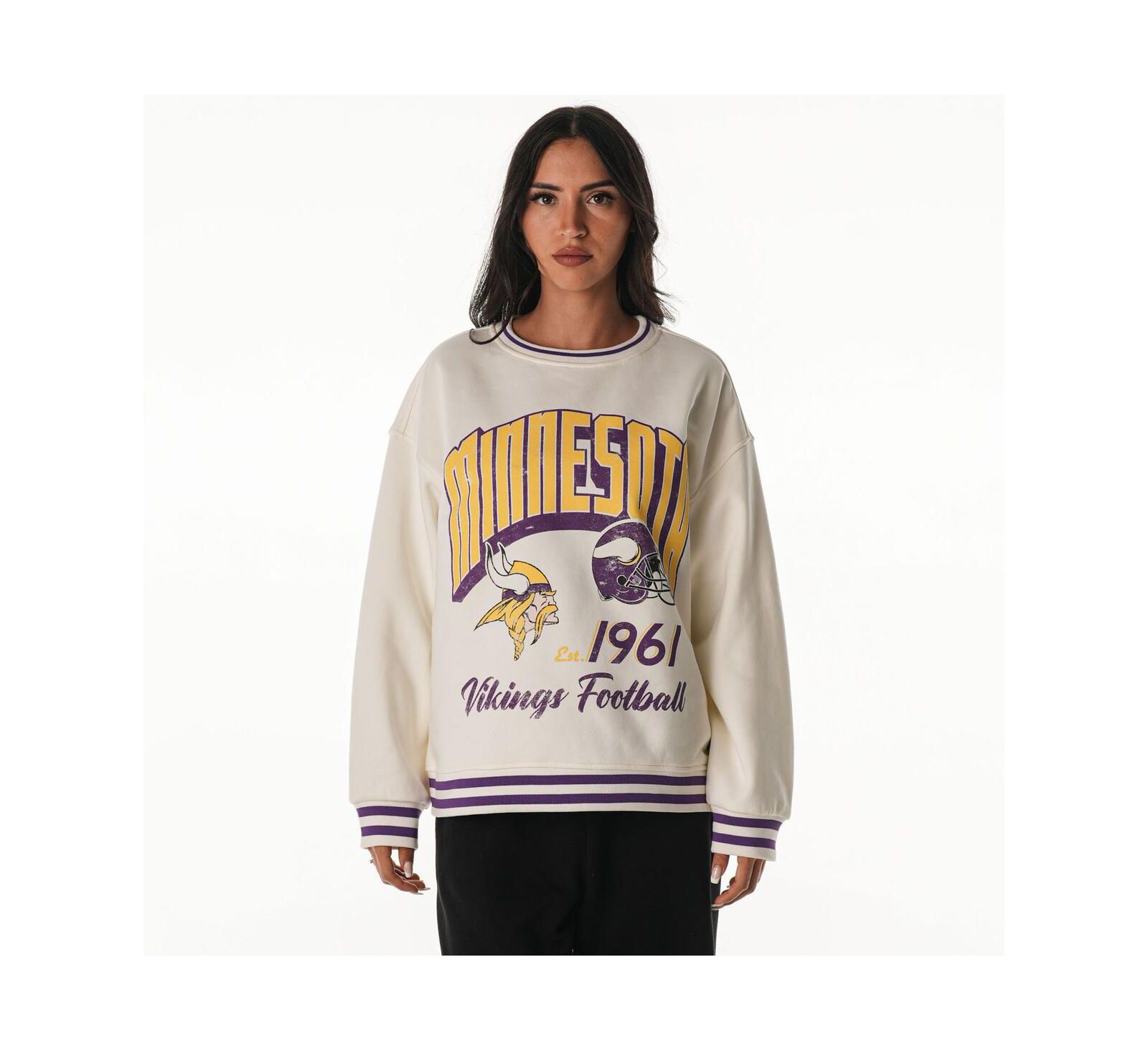 Женская винтажная толстовка The Wild Collective Minnesota Vikings, кремовая