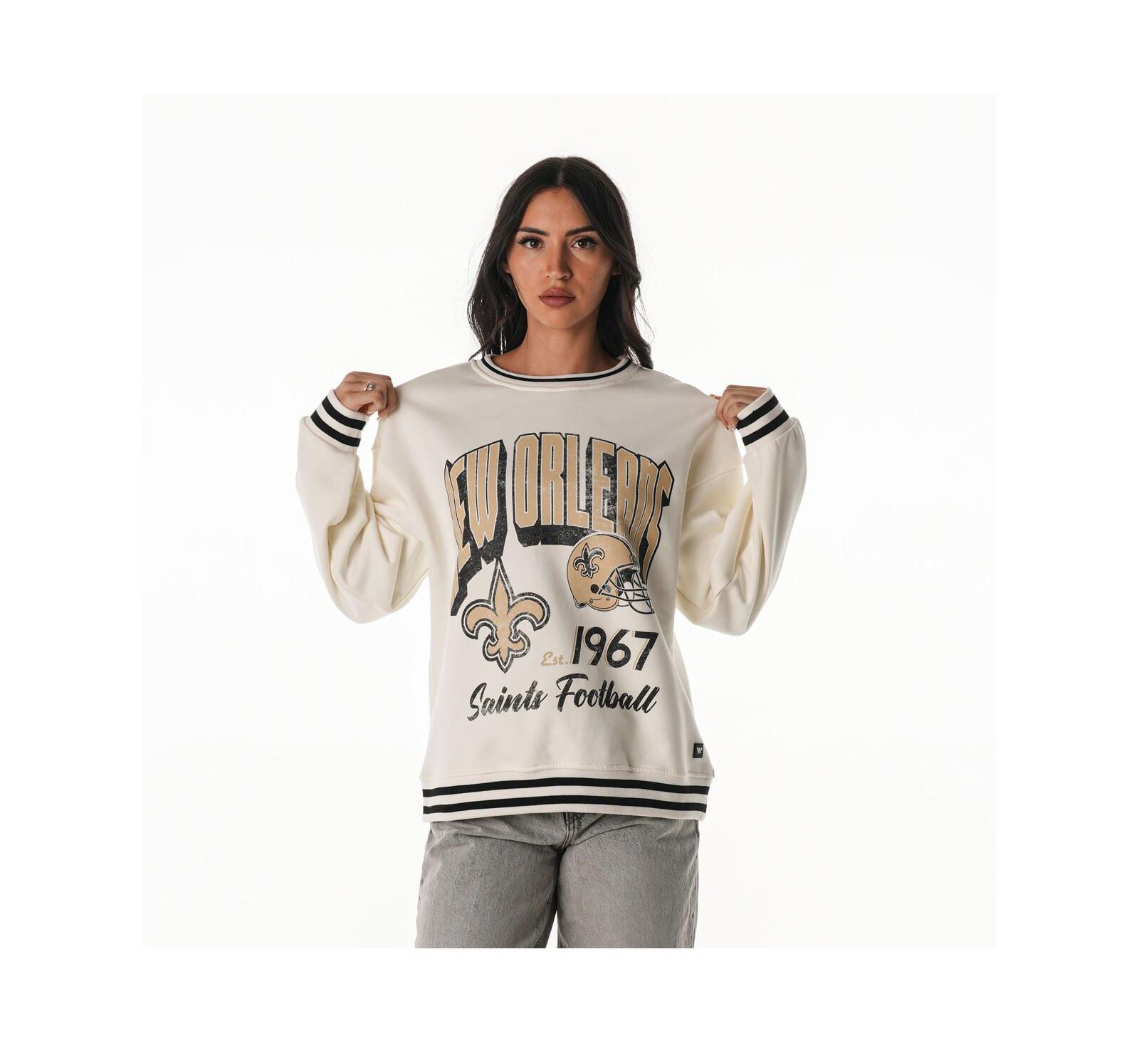 Женская винтажная свитшот-толстовка The Wild Collective Cream New Orleans Saints Oversized из футера
