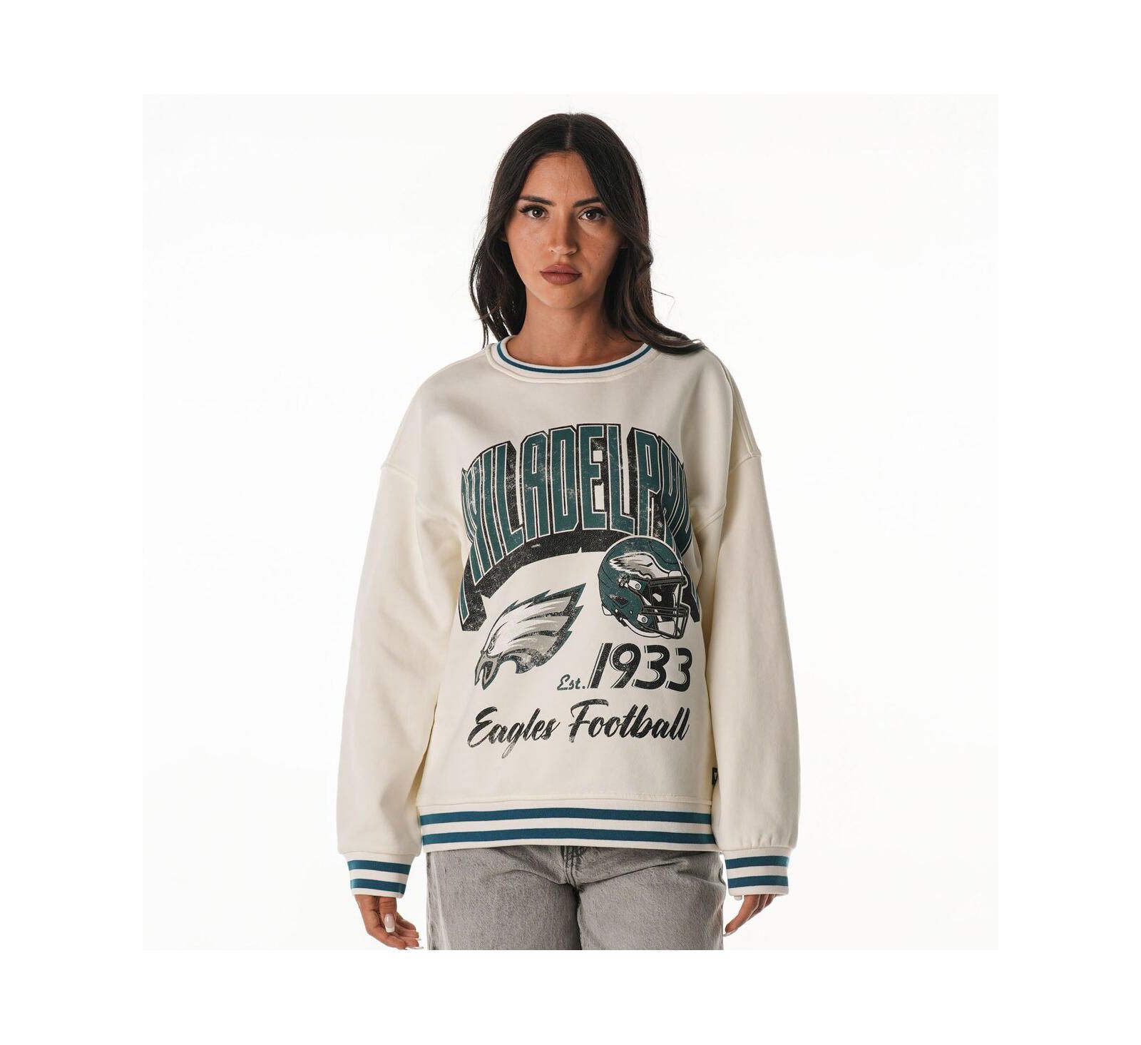 Женская оверсайз винтажная толстовка из футера The Wild Collective Philadelphia Eagles кремового цвета