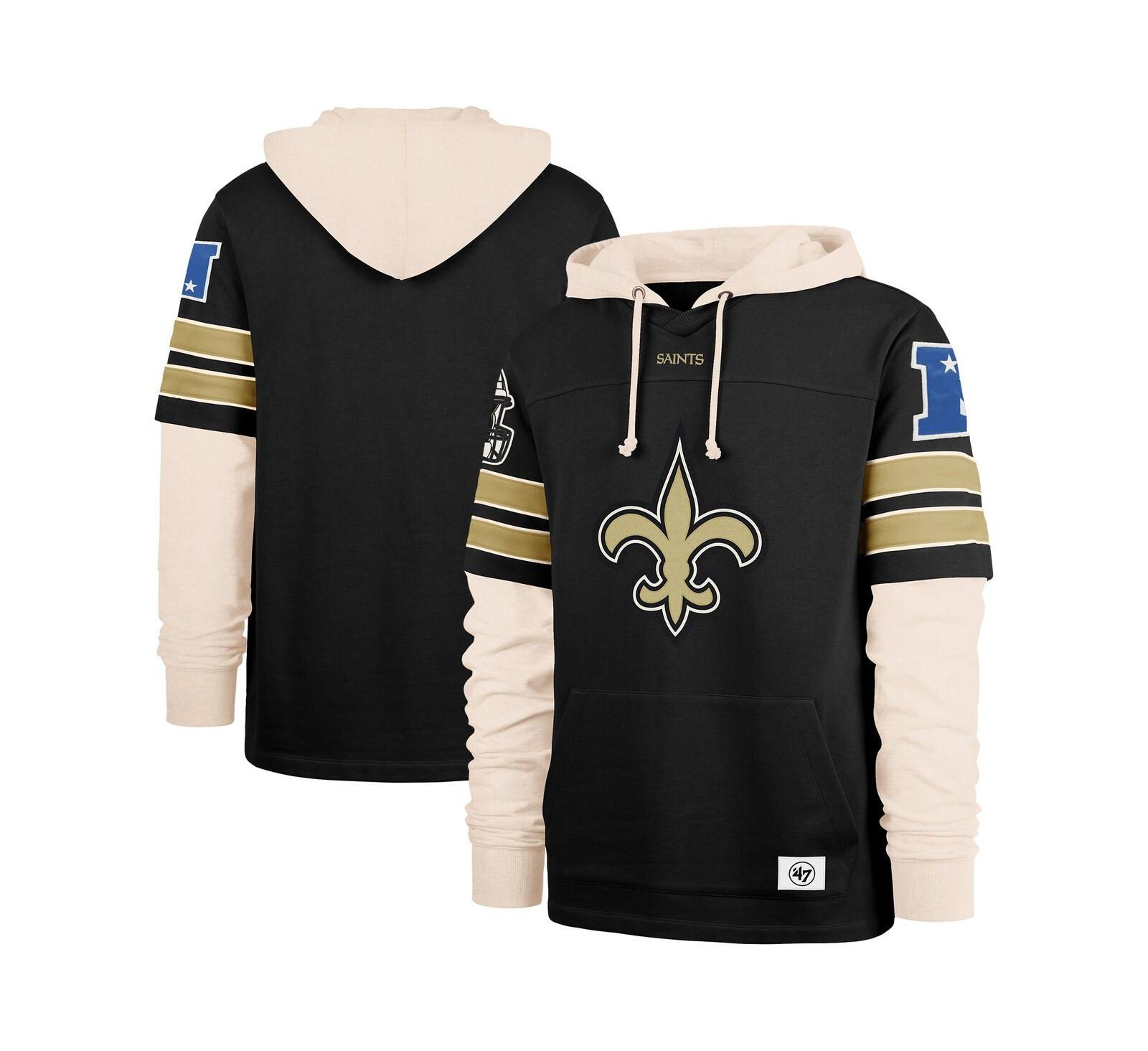 '47 Brand Мужское черное худи New Orleans Saints Split Zone Cornerback Duo
