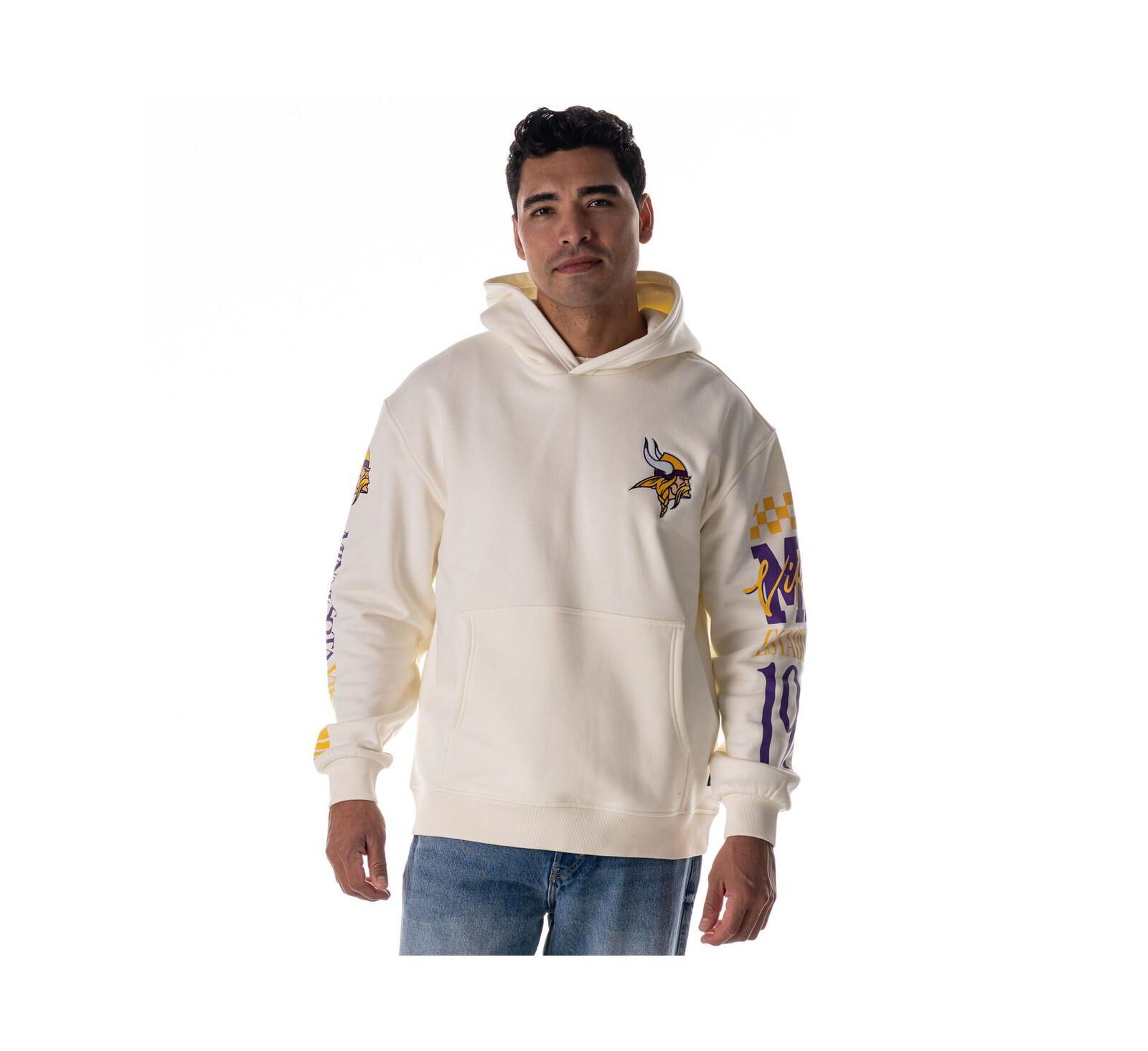The Wild Collective Мужское и женское флисовое худи Minnesota Vikings, кремовое