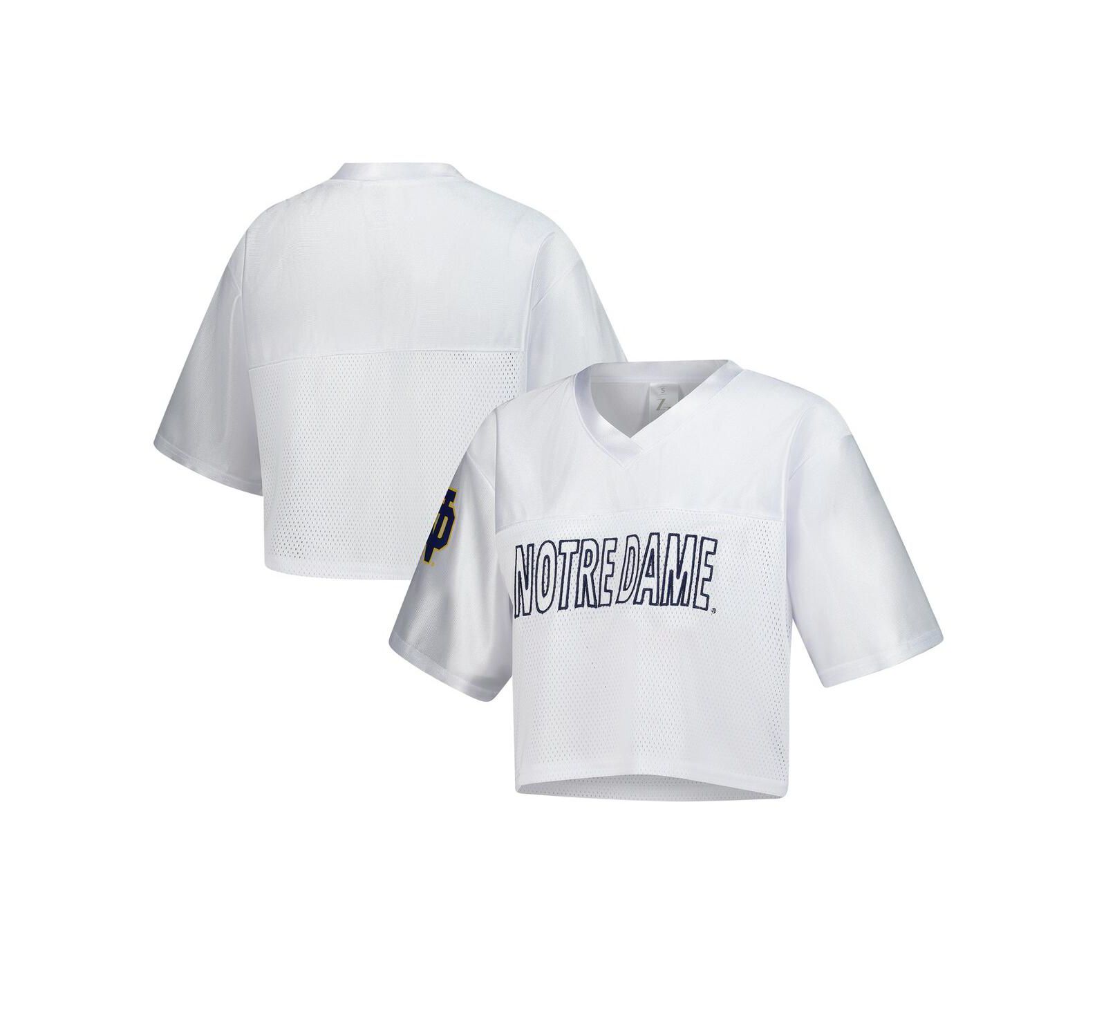 Футболка ZooZatz Women's White Notre Dame Fighting Irish Mesh Cropped