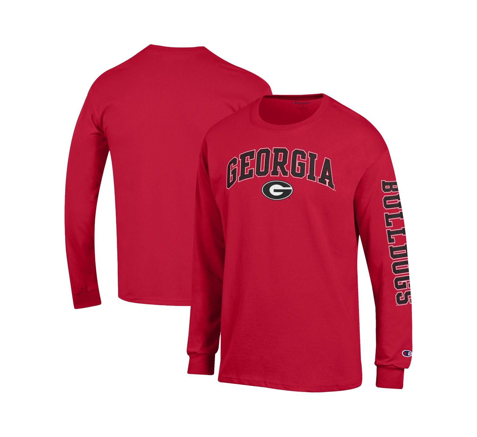Мужская футболка Champion Georgia Bulldogs Arch Over Logo 2-Hit Long Sleeve