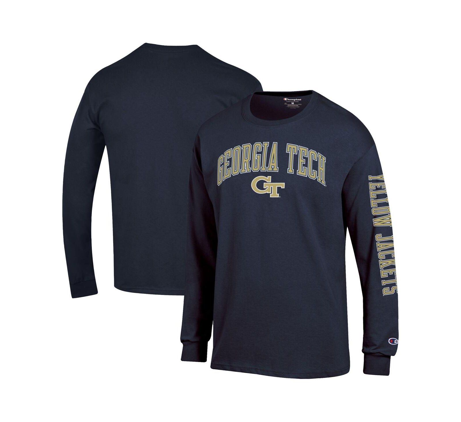 Champion Men's Navy Georgia Tech Yellow Jackets Arch Over Logo 2-Hit Long Sleeve T-Shirt