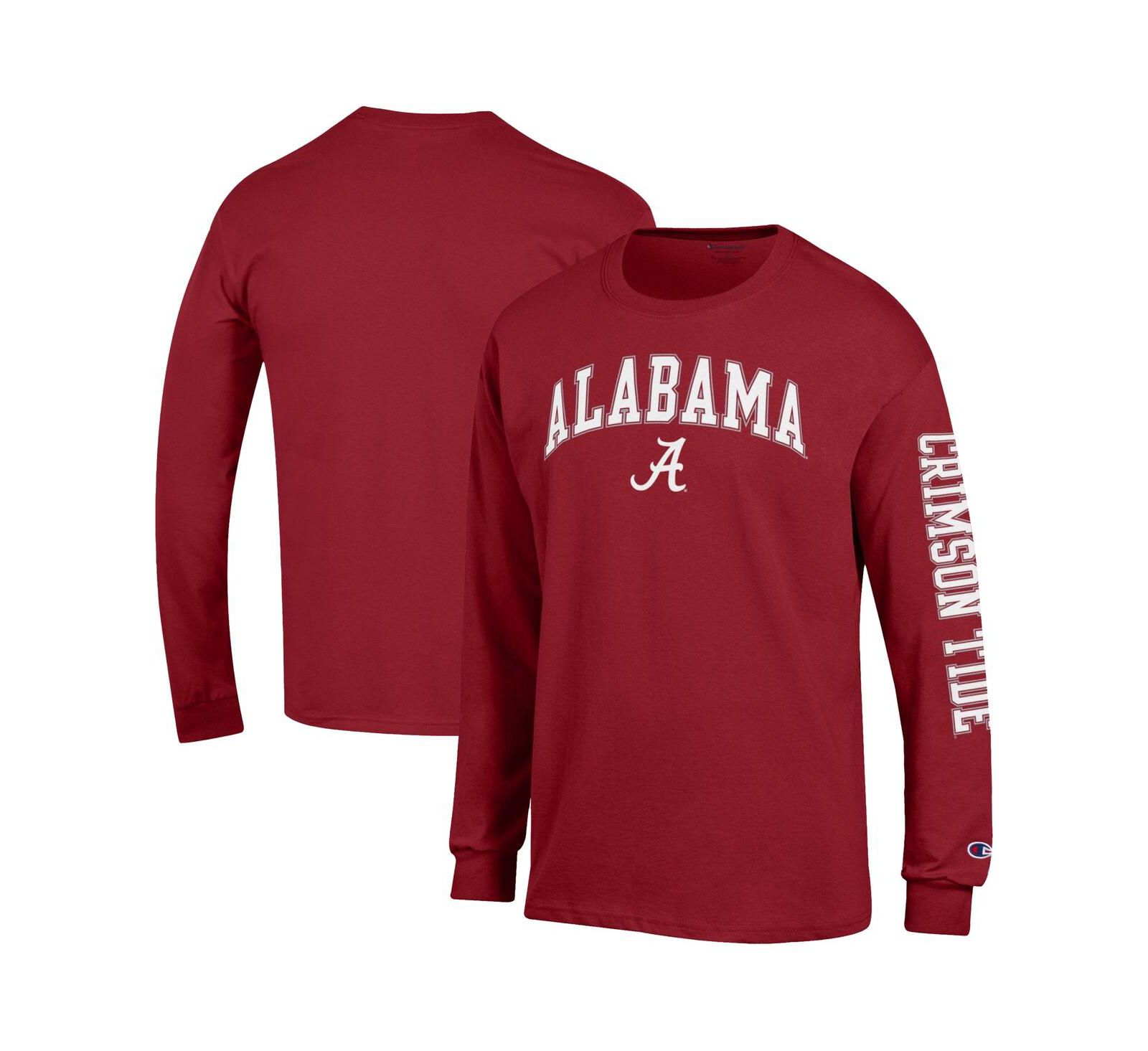Champion Men's Crimson Alabama Crimson Tide Arch Over Logo 2-Hit Long Sleeve T-Shirt
