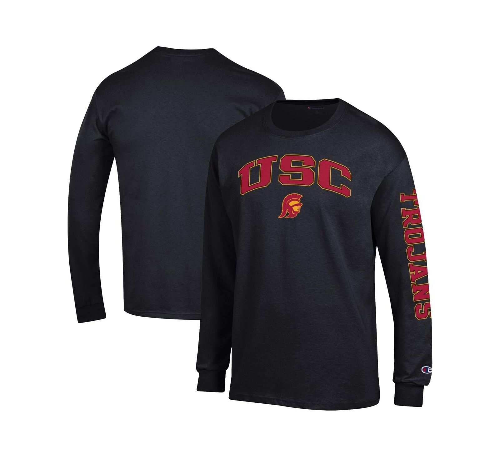 Мужская футболка Champion Black USC Trojans Arch Over Logo 2-Hit Long Sleeve