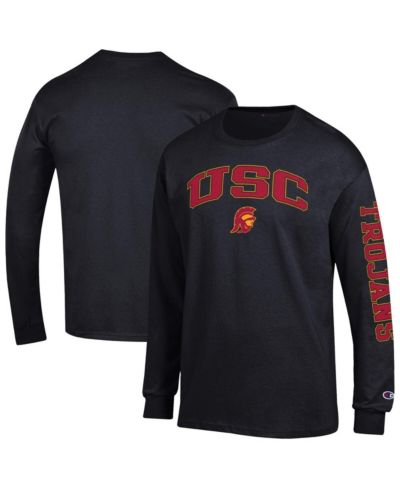 Мужская футболка Champion Black USC Trojans Arch Over Logo 2-Hit Long Sleeve