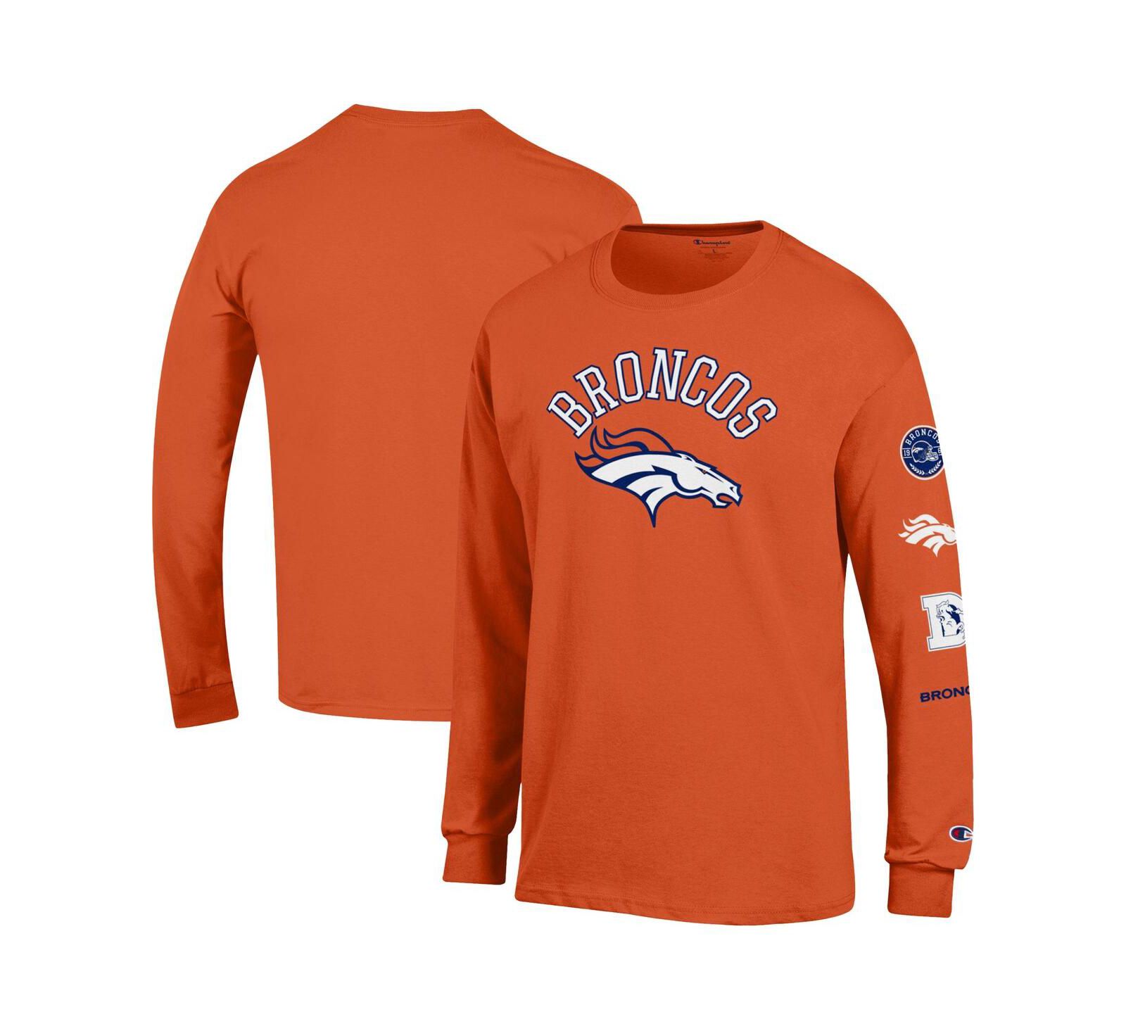 Champion Men's Orange Denver Broncos Seal Long Sleeve T-Shirt