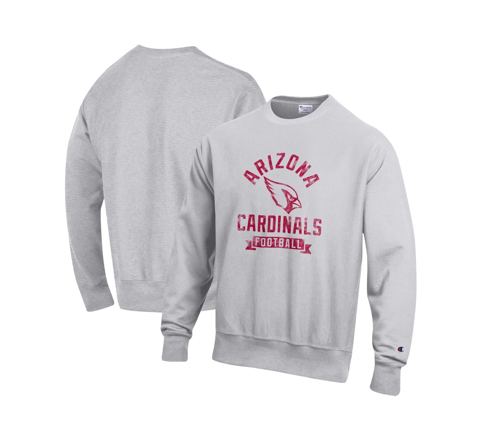 Champion Мужская толстовка fleece pullover Reverse Weave, цвет Heather Gray, Arizona Cardinals