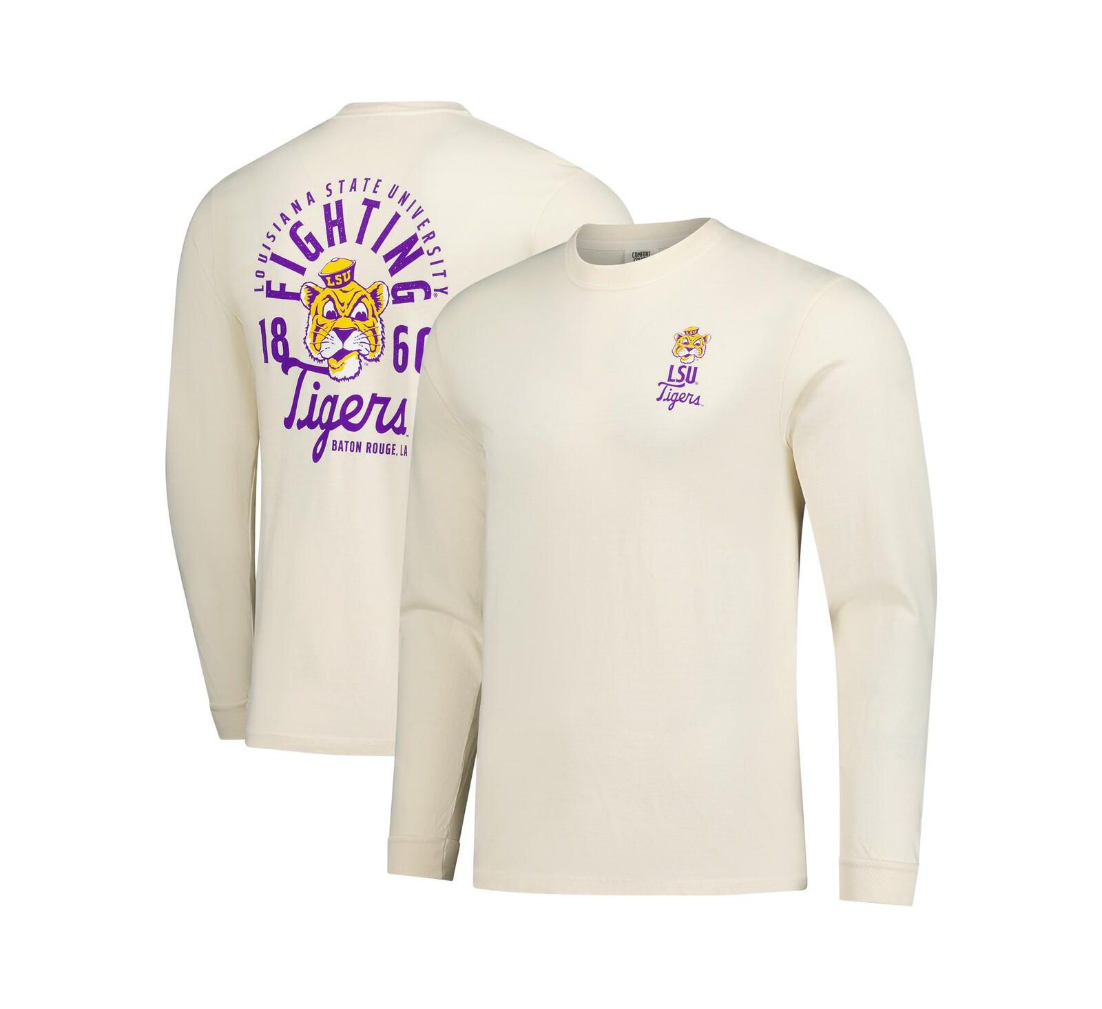 Мужская футболка Image One LSU Tigers Comfort Colors Mascot Overlay с длинным рукавом, натуральный цвет