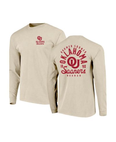 Image One Мужская натуральная футболка с длинным рукавом Oklahoma Sooners Comfort Colors Mascot Overlay