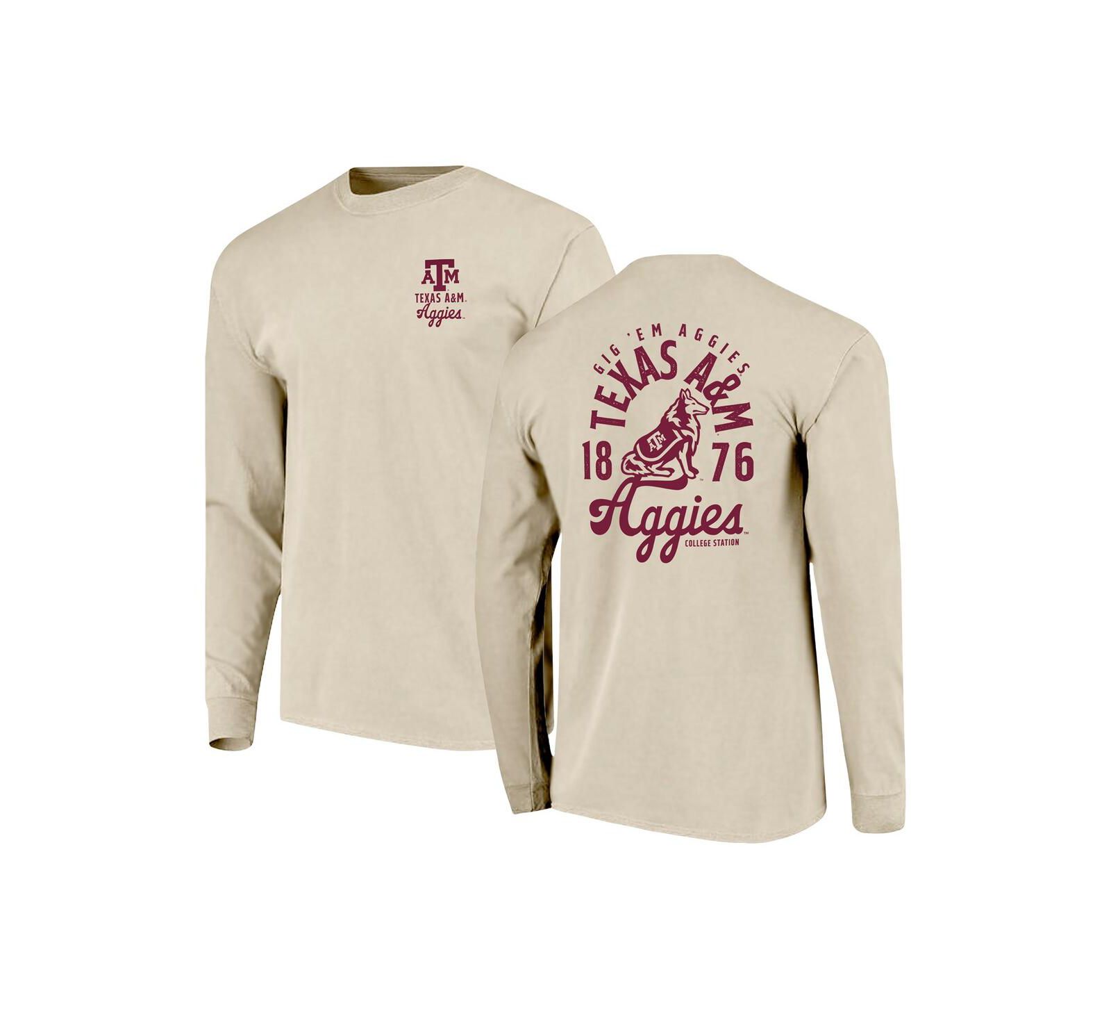 T-shirt Image One Men's Natural Texas A&M Aggies Comfort Colors Mascot Overlay, длинный рукав