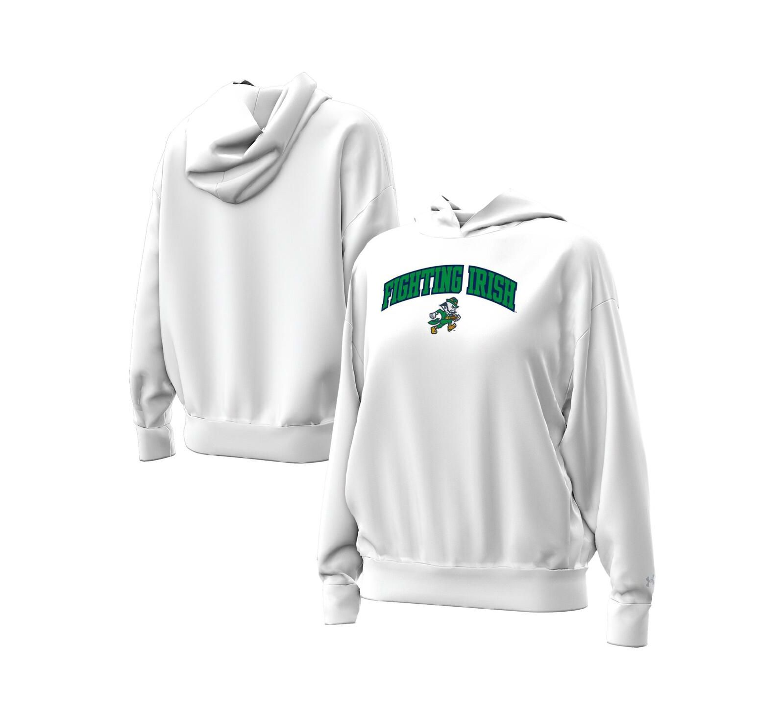 Under Armour Женский флисовый худи Notre Dame Fighting Irish Leprechaun Icon, белый