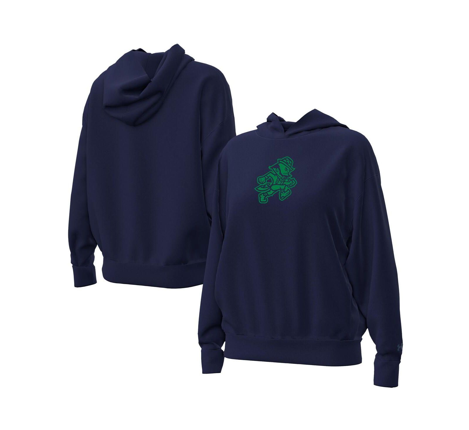 Under Armour Женское худи Fleece Pullover с логотипом Notre Dame Fighting Irish, Navy