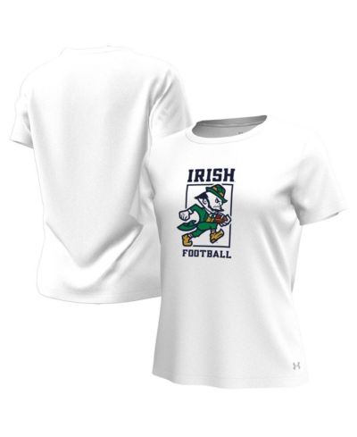 Женская футболка Under Armour White Notre Dame Fighting Irish Leprechaun Tech Stretch