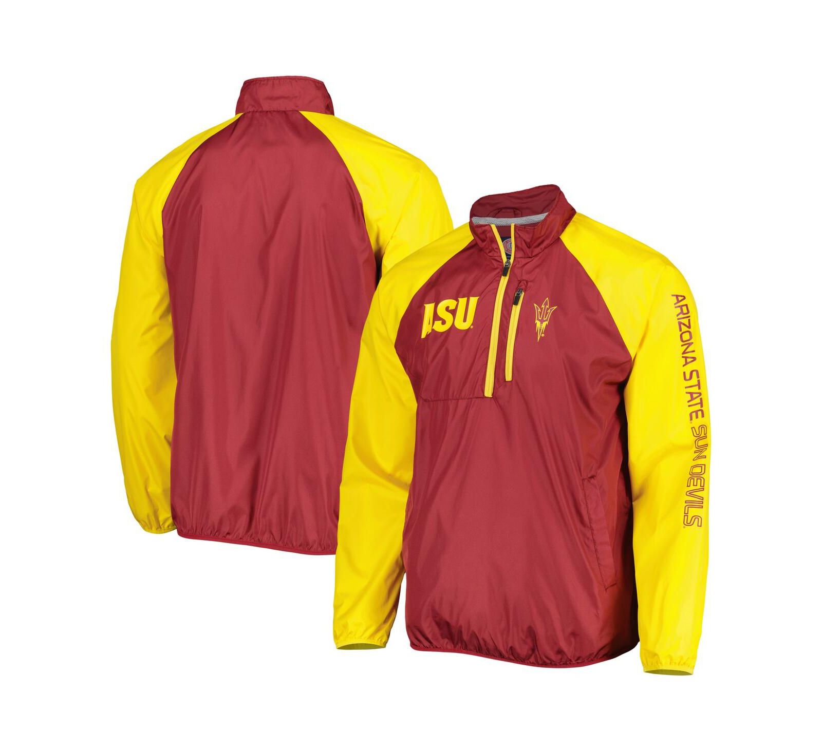 Мужская куртка G-III Sports by Carl Banks Maroon/Gold Arizona State Sun Devils Point Guard Raglan Half-Zip