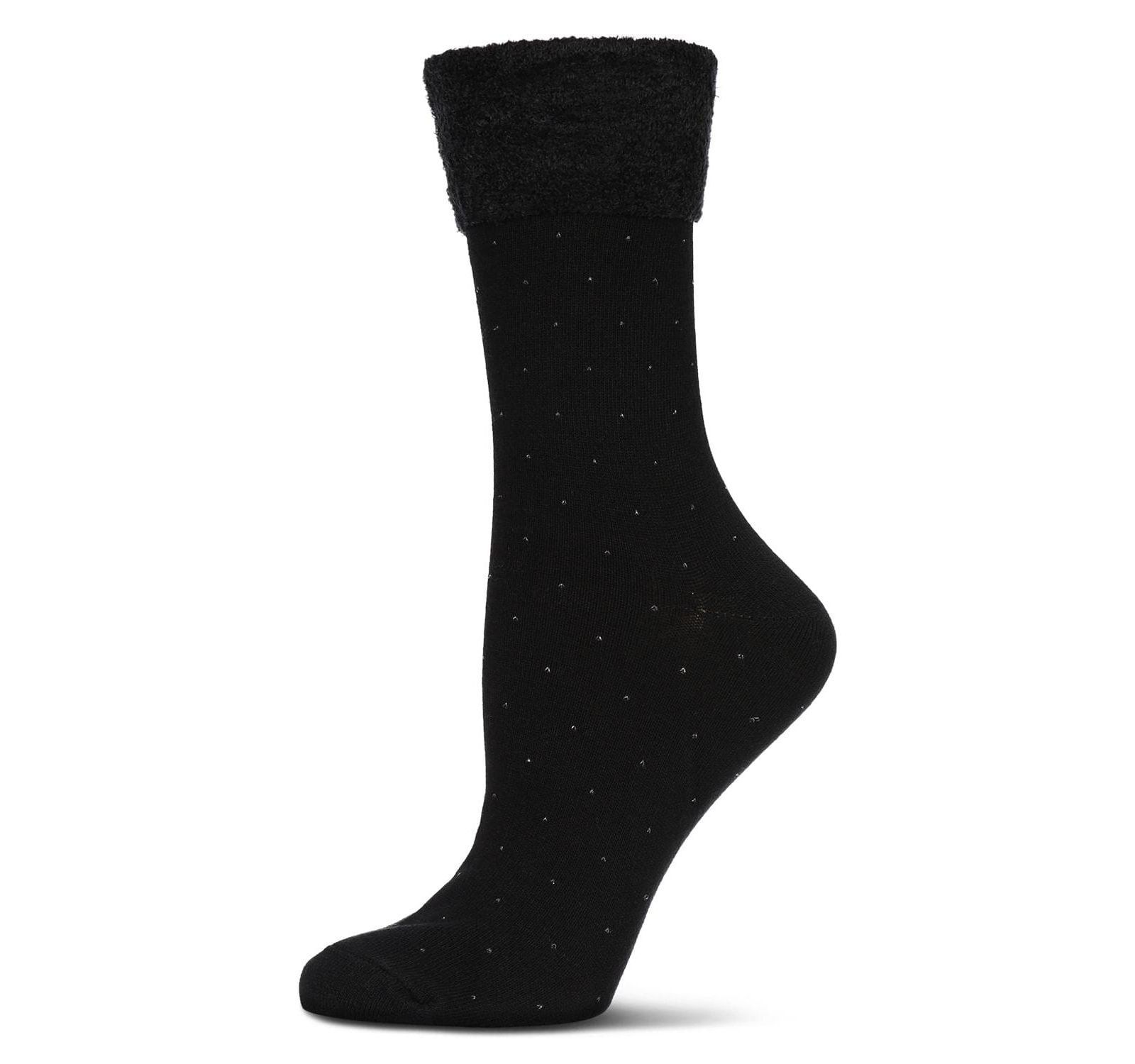 MeMoi Women's Pindot Soft-Fit Thick Cuff Cotton Rich Crew Sock
