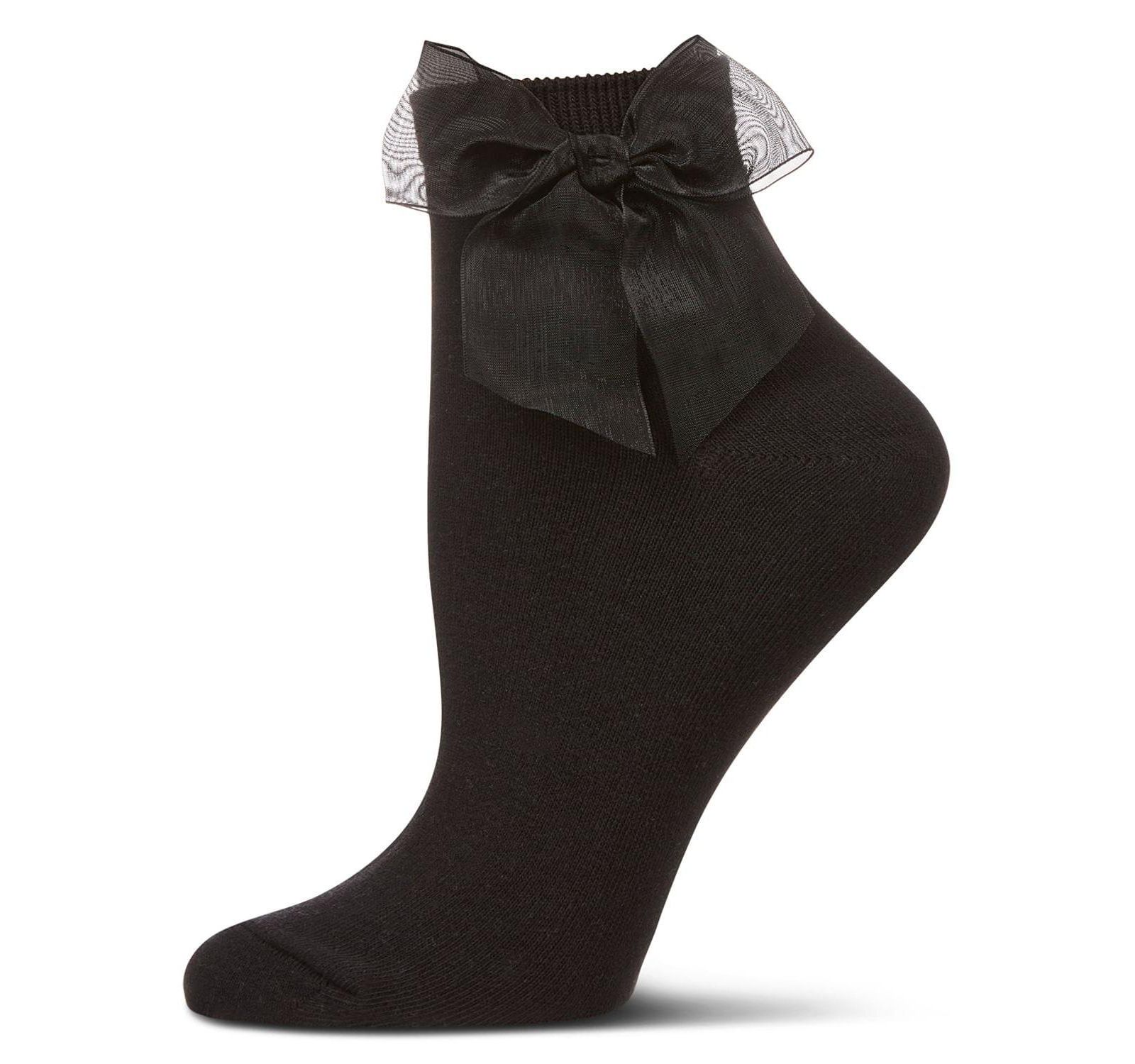 MeMoi Women's Cotton Rich Tulle Bow Trimmed Ankle Sock