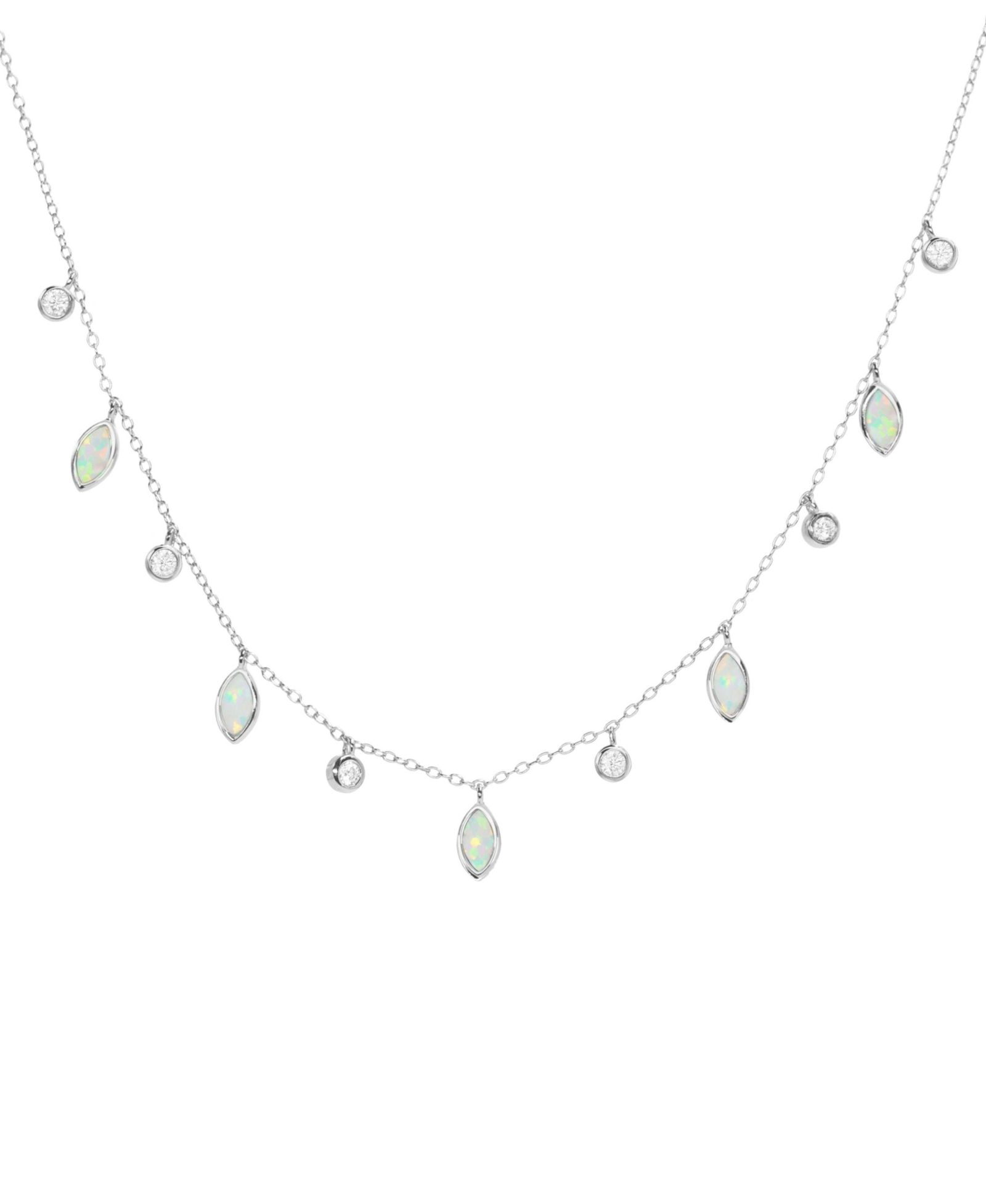 Ожерелье Drops of Spring с выращенным опалом в стерлинговом серебре